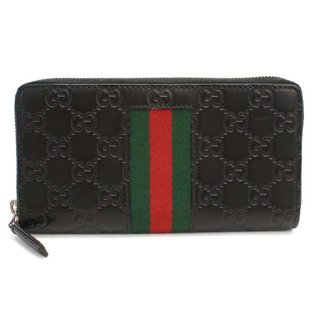 GUCCI Gucci Long Wallet, Round Zipper, 408831, Guccissima Sherry, Men's, Black (1 of 20)