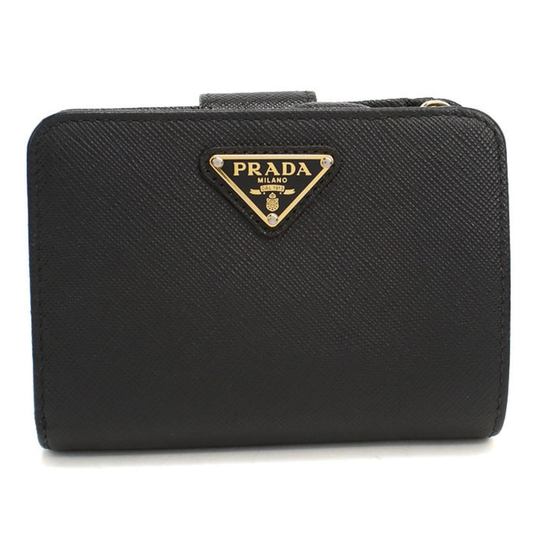 PRADA bi-fold wallet 1ML018 Saffiano Triangle Women's Black (1 of 12)