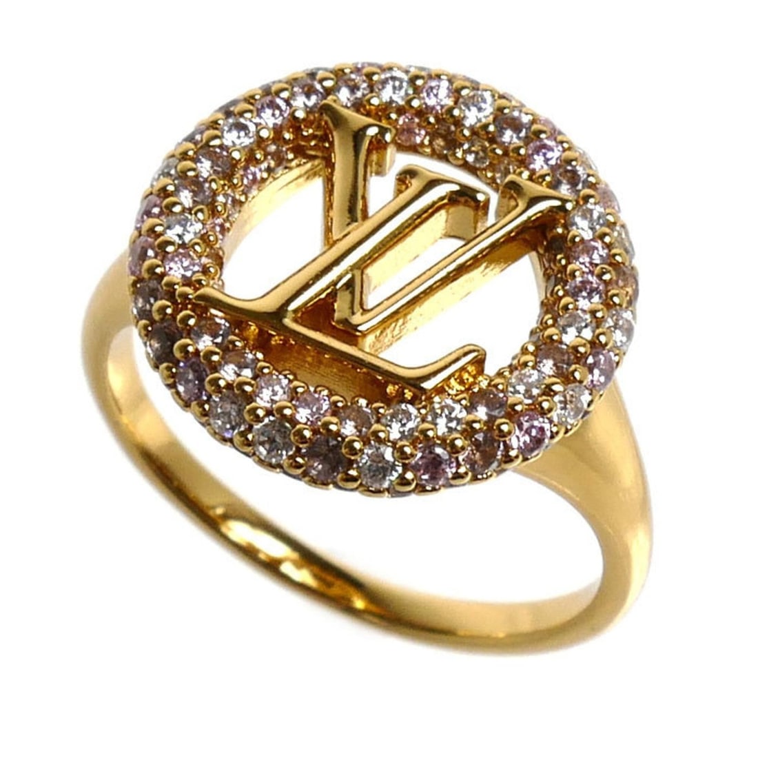 LOUIS VUITTON Louis Vuitton GP Rhinestone Ring Louise Trésor M1221L Women's: --- Catalog ---Category: SizeJP Size: 15US Size: 7.5Category: DesignType: Band ringColor: GoldGender: WomenMaterial: Gold plating, RhinestoneCategory: GeneralMPN: M1221LBrand: Louis VuittonCountry of 