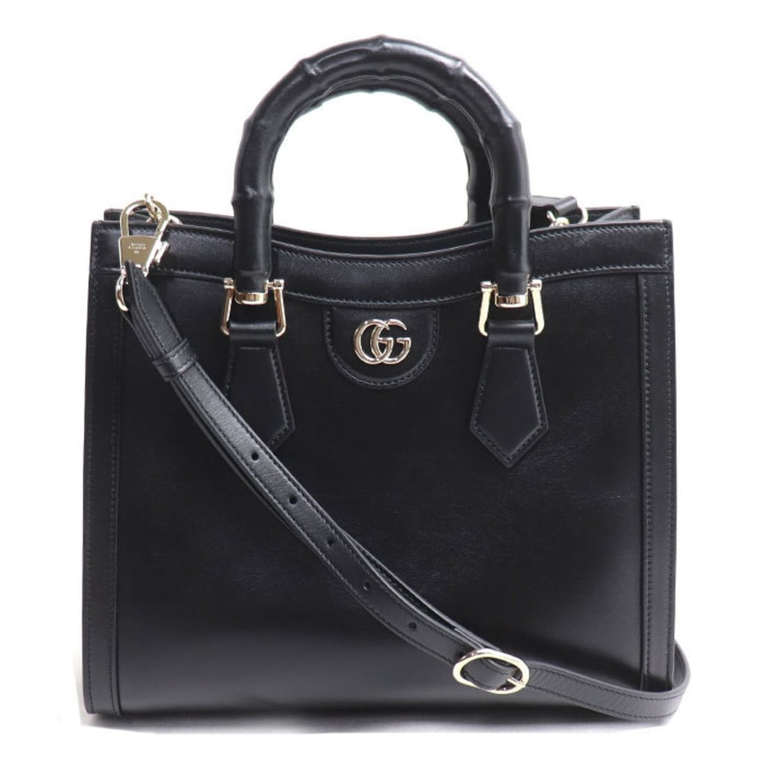 GUCCI Diana Medium Bamboo Tote Bag, Black, 832982, Women's: --- Catalog ---Category: SizeSize (HxWxD): 23cm x 25cm x 10cm / 9.05'' x 9.84'' x 3.93''Category: DesignType: Tote bagColor: BlackGender: WomenMaterial: Leather Hardware Color: GoldCategory: GeneralMP