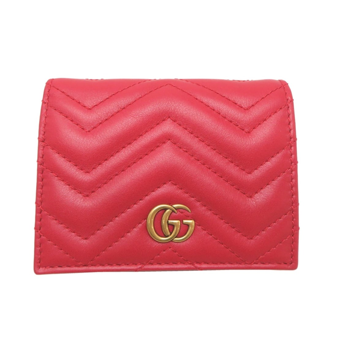 Gucci GG Marmont Compact Wallet, Women's Bi-fold 466492, Leather, Red: --- Catalog ---Category: SizeSize (HxWxD): 8cm x 11cm x 2.5cm / 3.14'' x 4.33'' x 0.98''Category: DesignType: Wallet (bi-fold)Color: Red colorGender: WomenMaterial: Leather Category: GeneralMPN: 46649