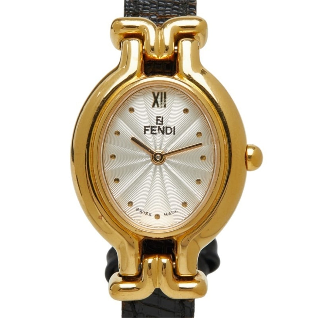 Fendi Chameleon Changeable Strap 5 Colors Watch 640L Quartz White Dial Plated Leather Women's FENDI: --- Catalog ---Category: SizeWrist Size: 16.5cm / 6.49''Case Diameter: 24.5mm / 0.96''Category: DesignType: WristwatchGender: WomenColor (Band): WhiteMaterial (Band): LeatherMaterial (Case): Gold plat