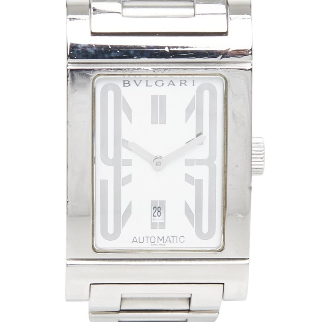 Bulgari Rettangolo RT45S Automatic Watch, White Dial, Stainless Steel, Men's, BVLGARI: --- Catalog ---Category: SizeWrist Size: 16cm / 6.29''Case Diameter: 26mm / 1.02''Category: DesignType: WristwatchGender: MenColor (Dial): WhiteMaterial (Band): Stainless steelMaterial (Case): Stainle