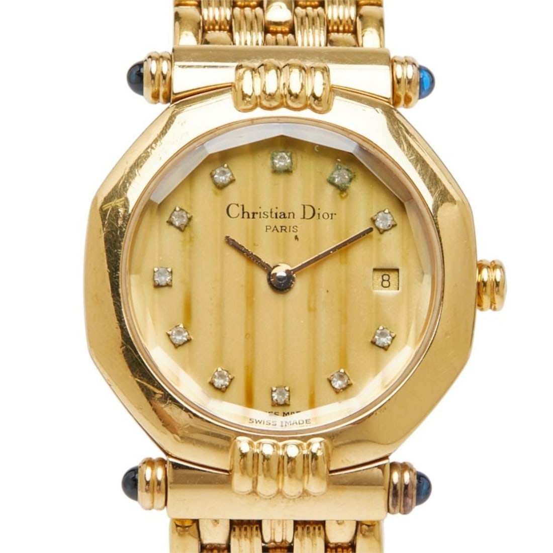 Dior Octagon Watch D64 151 Quartz Gold Dial Stainless Steel Rhinestone Women's: --- Catalog ---Category: SizeWrist Size: 16cm / 6.29''Case Diameter: 25.3mm / 1''Category: DesignType: WristwatchGender: WomenColor (Dial): GoldMaterial (Band): Stainless steelMaterial (Case): Stainle