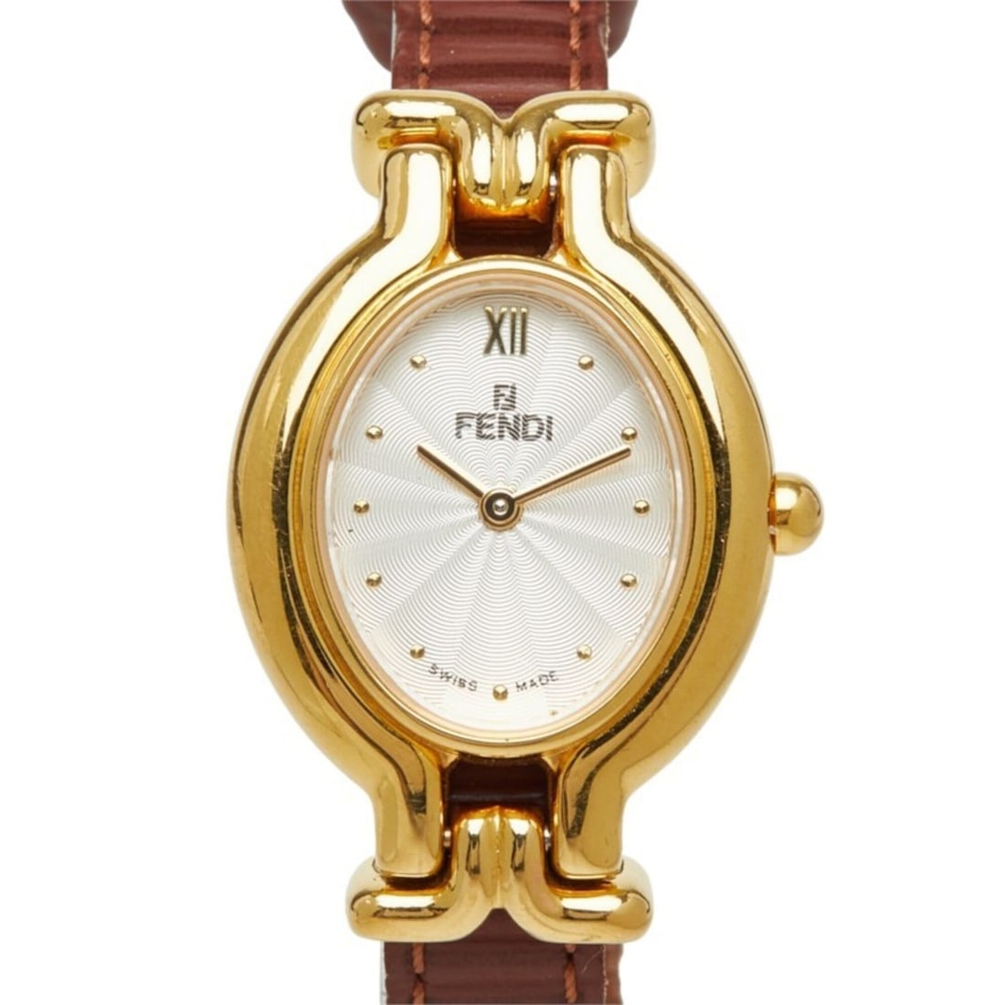 Fendi Chameleon Changeable Strap 5 Colors Watch 640L Quartz White Dial Plated Leather Women's FENDI: --- Catalog ---Category: SizeWrist Size: 16.5cm / 6.49''Case Diameter: 24.5mm / 0.96''Category: DesignType: WristwatchGender: WomenColor (Dial): WhiteMaterial (Band): LeatherMaterial (Case): Gold plat