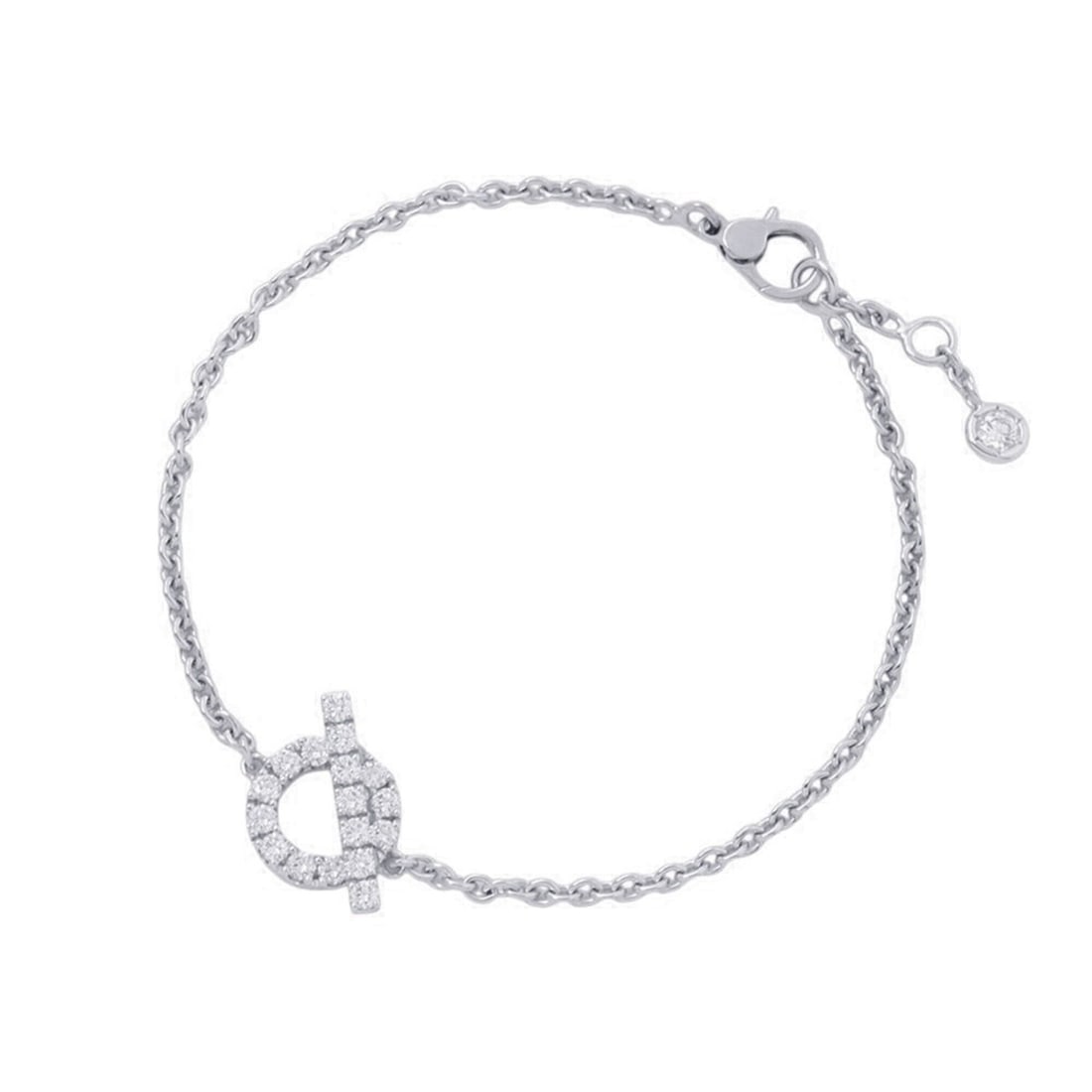 Hermes Finesse Bracelet, 18 Diamonds, Total 0.55ct, 18K White Gold, Size ST. (HERMES Diamond: --- Catalog ---Category: SizeLength: 16cm / 6.29''Category: DesignType: Charm braceletStone: DiamondGender: WomenMaterial: White gold (18K)Category: GeneralMPN: H219410B 00STBrand: Hermes--- Item List
