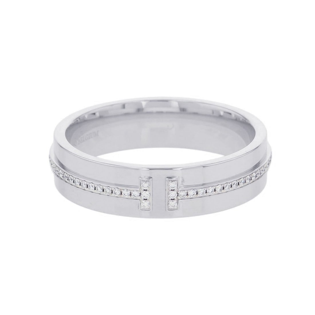 Tiffany & Co. T Wide Diamond Ring, 18K White Gold, Ring Size Approx. 1: --- Catalog ---Category: SizeJP Size: 19US Size: 9.5Category: DesignType: Band ringStone: DiamondGender: WomenMaterial: White gold (18K)Category: GeneralBrand: Tiffany--- Item List ---Section: Conditi