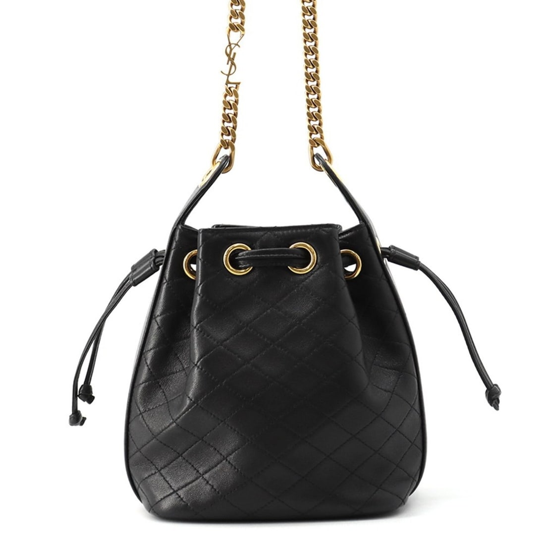 Yves Saint Laurent Saint Laurent Paris Shoulder Bag Small Cassandre Quilted Bucket Lambskin 840886: --- Catalog ---Category: SizeSize (HxWxD): 18.5cm x 15.5cm x 11cm / 7.28'' x 6.1'' x 4.33''Category: DesignType: Handbag, Shoulder bagColor: BlackGender: WomenMaterial: Leather Hardware Color: Matte g