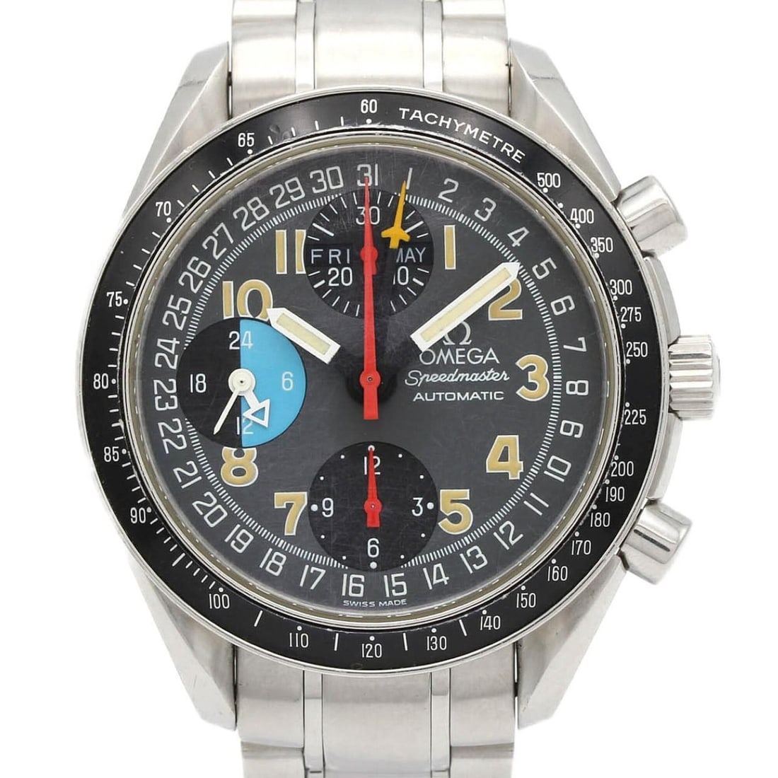 Omega Speedmaster Mark 40 AM PM 3520.53 Stainless Steel Automatic Watch: --- Catalog ---Category: SizeWrist Size: 20.5cm / 8.07''Case Diameter: 39mm / 1.54''Category: DesignType: WristwatchGender: MenColor (Dial): Black, GrayMaterial (Band): Stainless steelMaterial (Case):