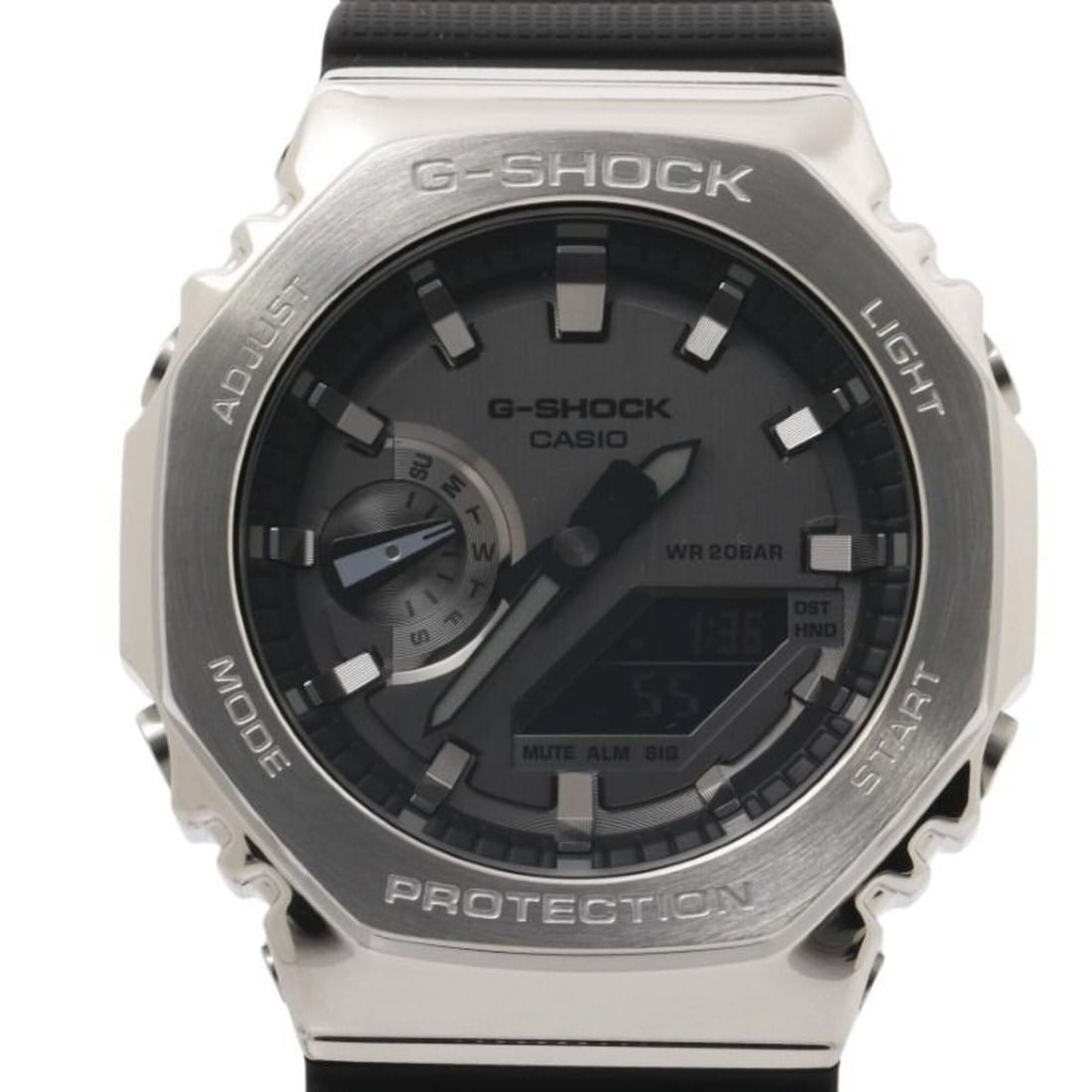 CASIO G-SHOCK ANALOG-DIGITAL 2100 Series GM-2100-1AJF Watch, Gray, Silver, Black, Resin, Stainless