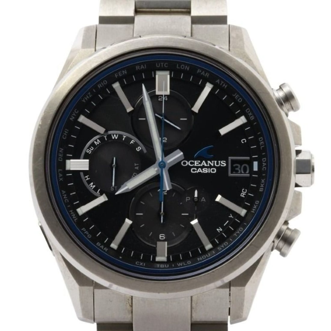 CASIO OCEANUS Classic Line OCW-T4000-1AJF Black Silver Titanium Men's Analog Watch: --- Catalog ---Category: SizeWrist Size: 18.5cm / 7.28''Case Diameter: 42.8mm / 1.69''Category: DesignType: WristwatchGender: MenColor (Dial): BlackMaterial (Band): TitaniumMaterial (Case): TitaniumCa