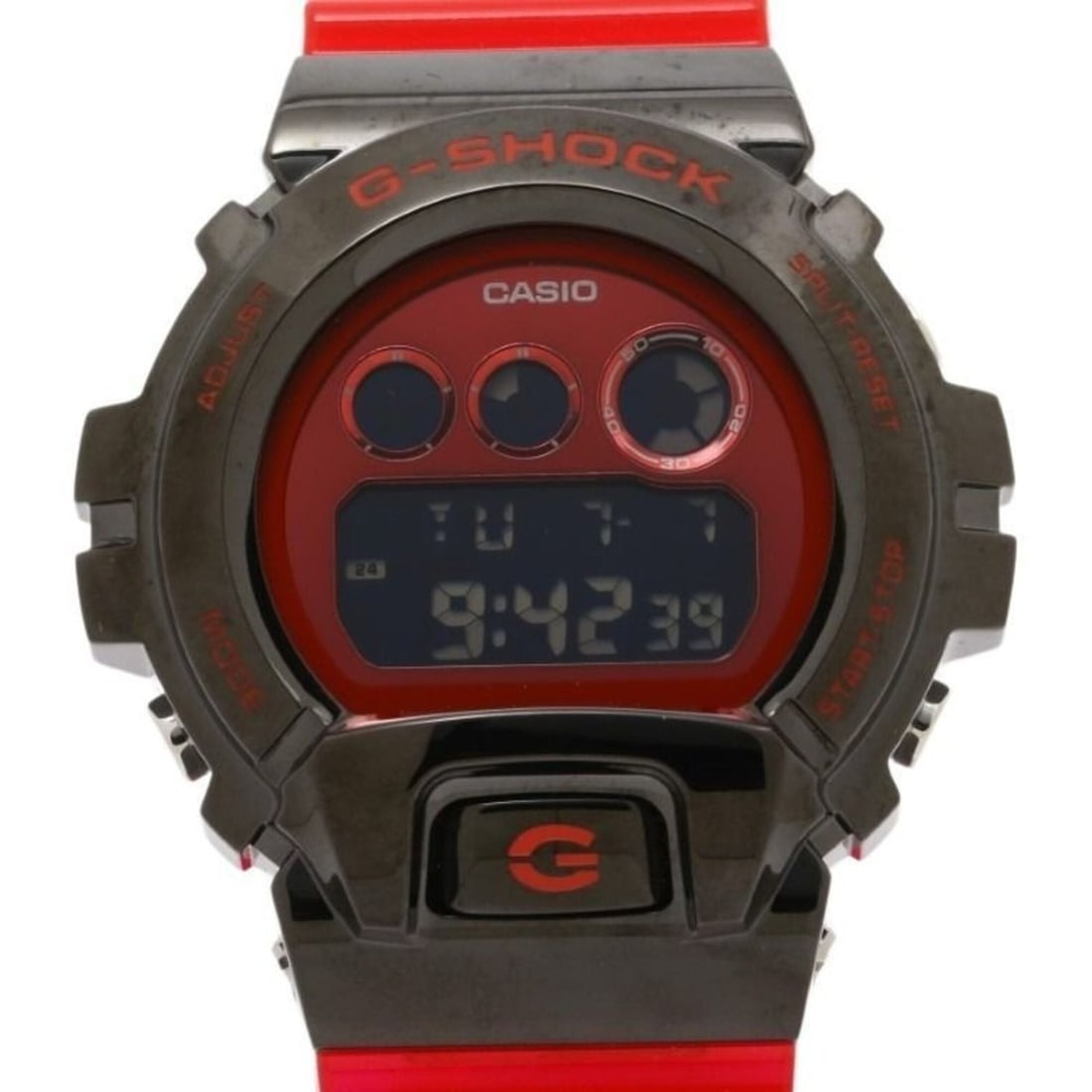 CASIO G-SHOCK DIGITAL 6900 SERIES GM-6900B-4JF Watch, Red/Black, Stainless Steel/Resin, Men's: --- Catalog ---Category: SizeWrist Size: 22.5cm / 8.85''Case Diameter: 49.7mm / 1.96''Category: DesignType: WristwatchGender: MenColor (Dial): Black, Red colorMaterial (Case): Stainless steelCategory: