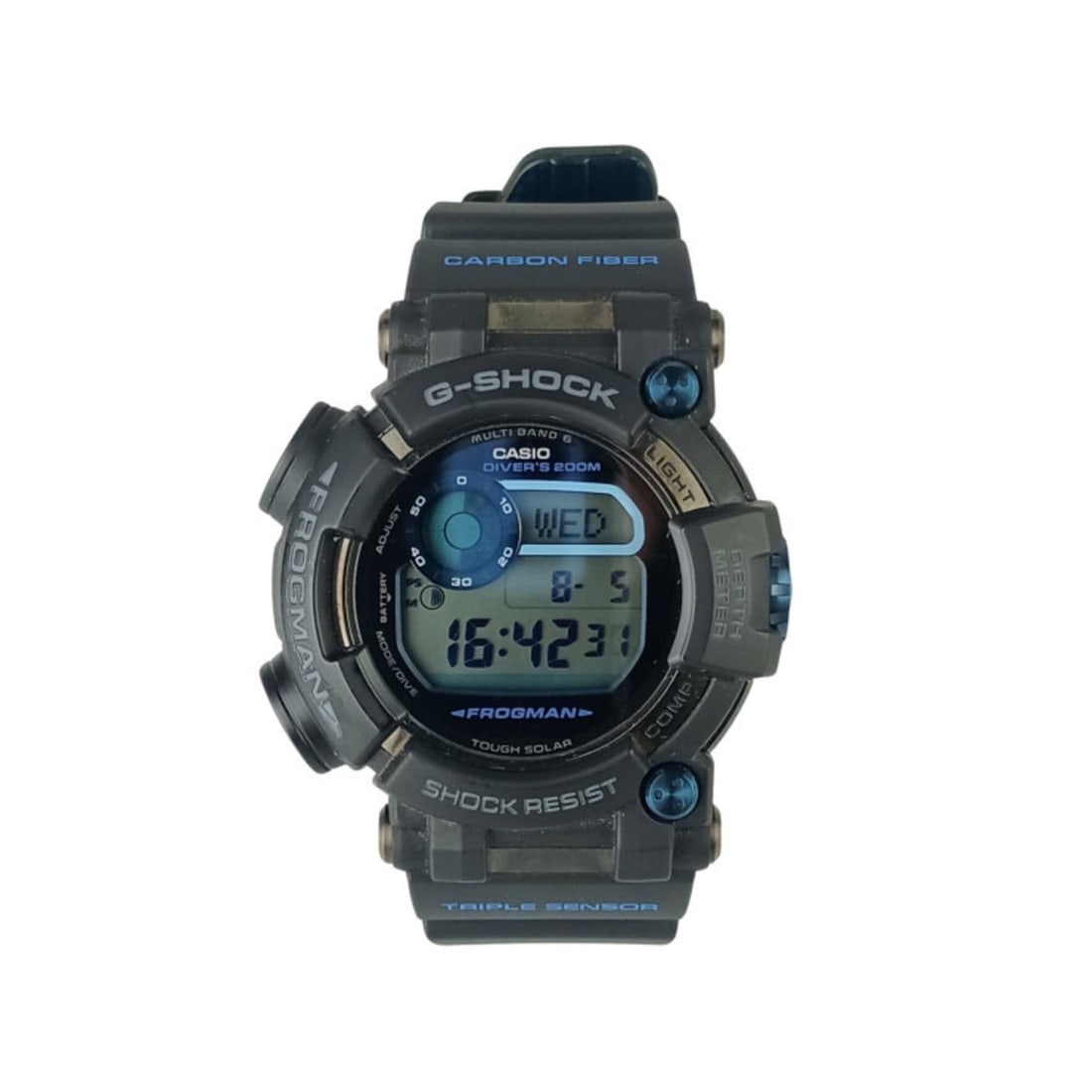 CASIO G-SHOCK MASTER OF G - SEA FROGMAN GWF-D1000B-1JF Black Stainless Steel Resin Men's Solar: --- Catalog ---Category: SizeWrist Size: 15cm - 22cm / 5.9'' - 8.66''Case Diameter: 53.3mm / 2.1''Category: DesignType: WristwatchGender: MenColor (Dial): BlackMaterial (Band): Carbon fiberMaterial (C