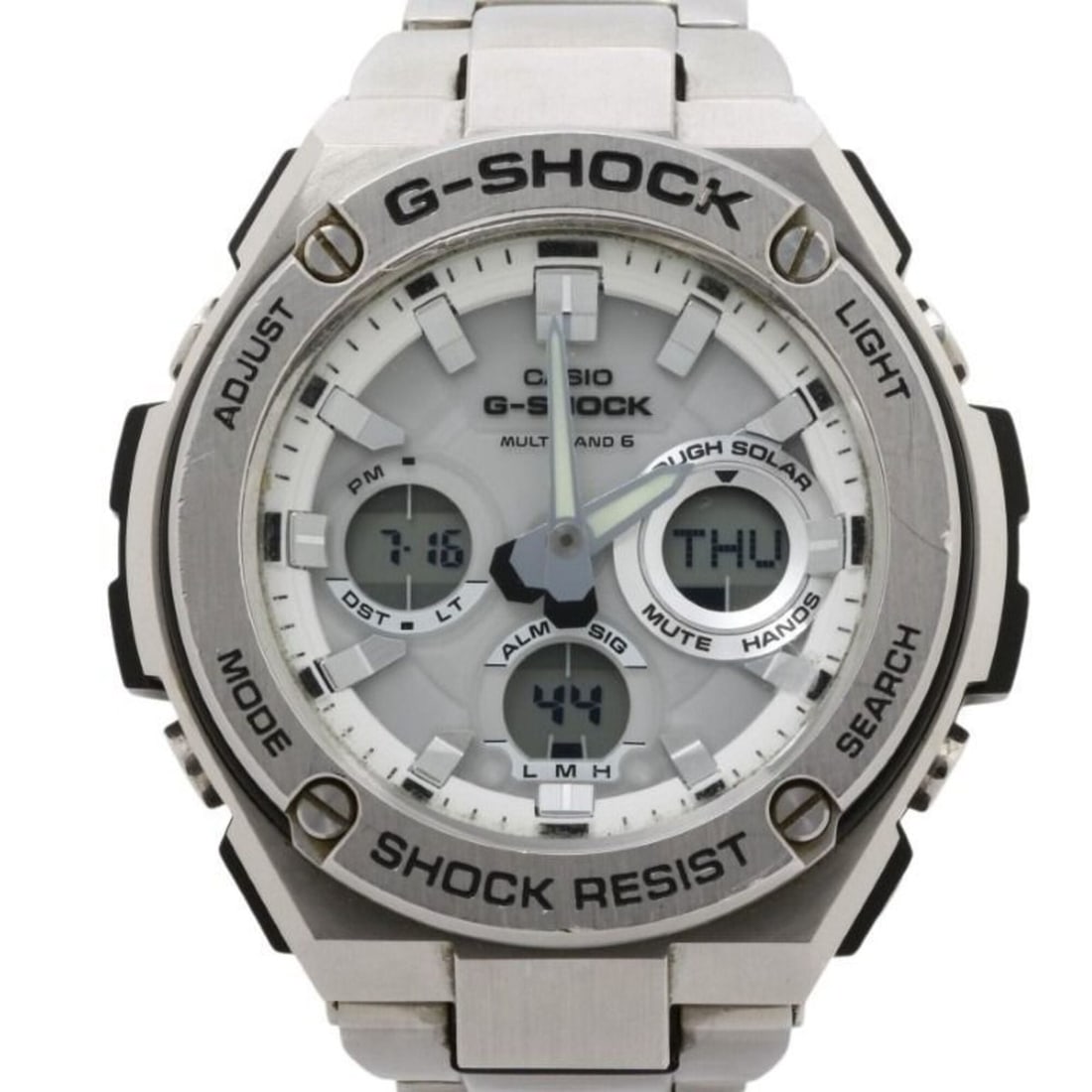 CASIO G-SHOCK G-STEEL GST-W1100-7AJF White Silver Stainless Steel Men's Watch: --- Catalog ---Category: SizeWrist Size: 16.5cm / 6.49''Case Diameter: 52.4mm / 2.06''Category: DesignType: WristwatchGender: MenColor (Dial): WhiteMaterial (Band): Stainless steelMaterial (Case): Sta