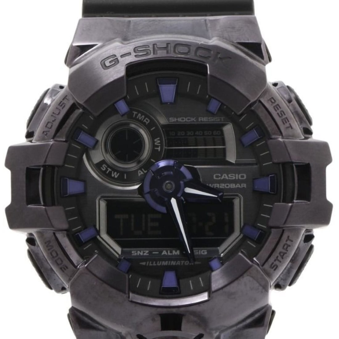 CASIO G-SHOCK ANALOG-DIGITAL 700 SERIES GM-700P-6AJF Watch, Black/Purple, Resin/Stainless Steel,