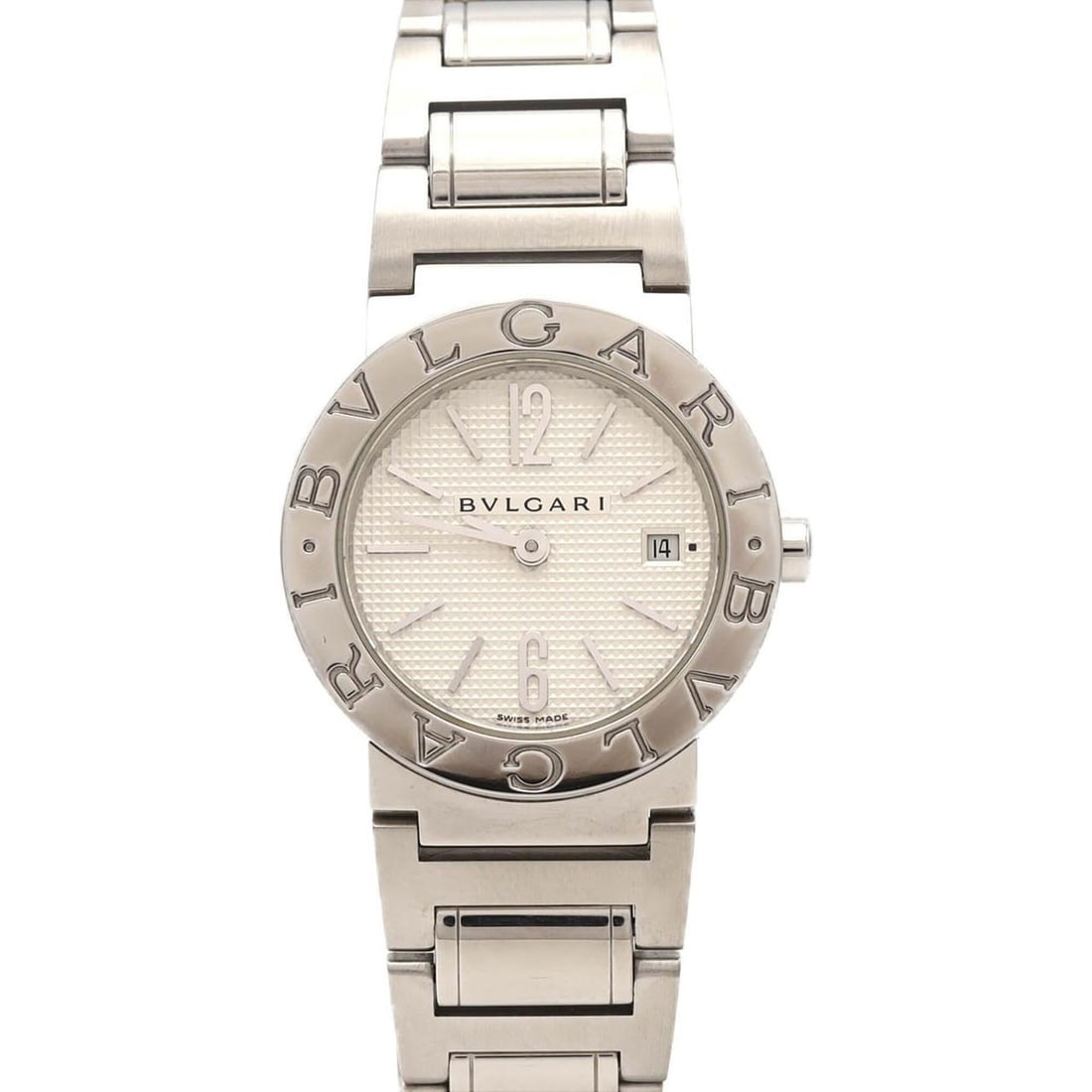 Bulgari 101353 BBL26S BB26WSSD Stainless Steel Quartz Watch: --- Catalog ---Category: SizeWrist Size: 16cm / 6.29''Case Diameter: 26mm / 1.02''Category: DesignType: WristwatchGender: WomenColor (Dial): WhiteMaterial (Band): Stainless steelMaterial (Case): Stain