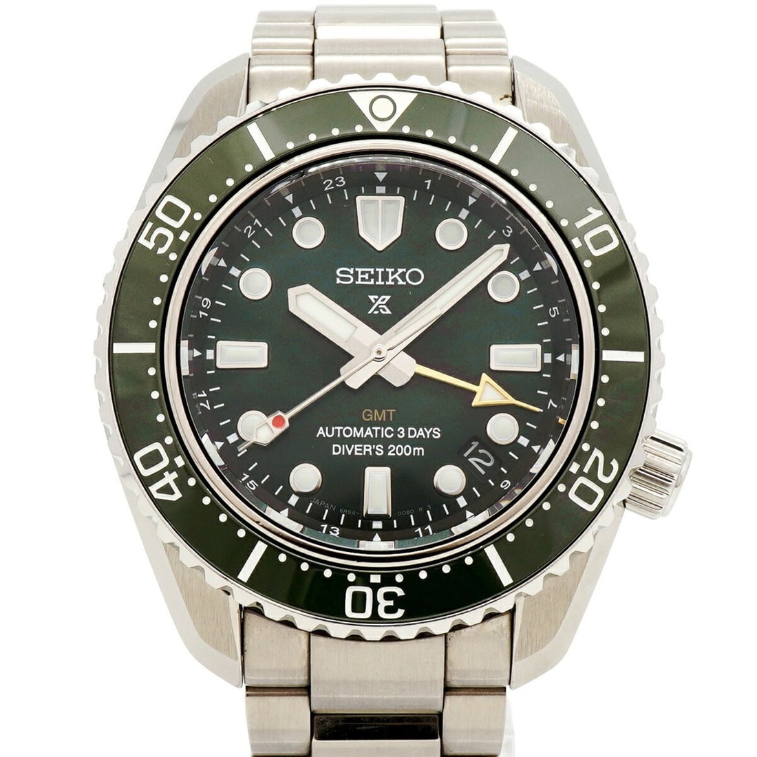 Seiko Prospex Divers 1968 Heritage GMT SBEJ009 6R54-00D0 Green Dial Men's Watch: --- Catalog ---Category: SizeWrist Size: 15.5cm / 6.1''Case Diameter: 42mm / 1.65''Category: DesignType: WristwatchGender: MenColor (Dial): GreenMaterial (Band): Stainless steelCategory: GeneralMPN: S