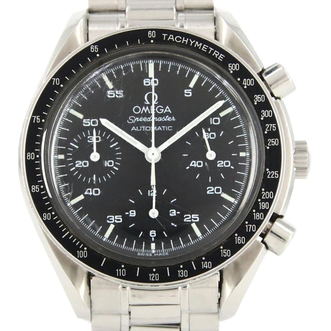 Omega Speedmaster 3510.50 SS Automatic Watch: --- Catalog ---Category: SizeWrist Size: 17cm / 6.69''Case Diameter: 39mm / 1.54''Category: DesignType: WristwatchGender: MenColor (Dial): BlackMaterial (Band): Stainless steelMaterial (Case): Stainle