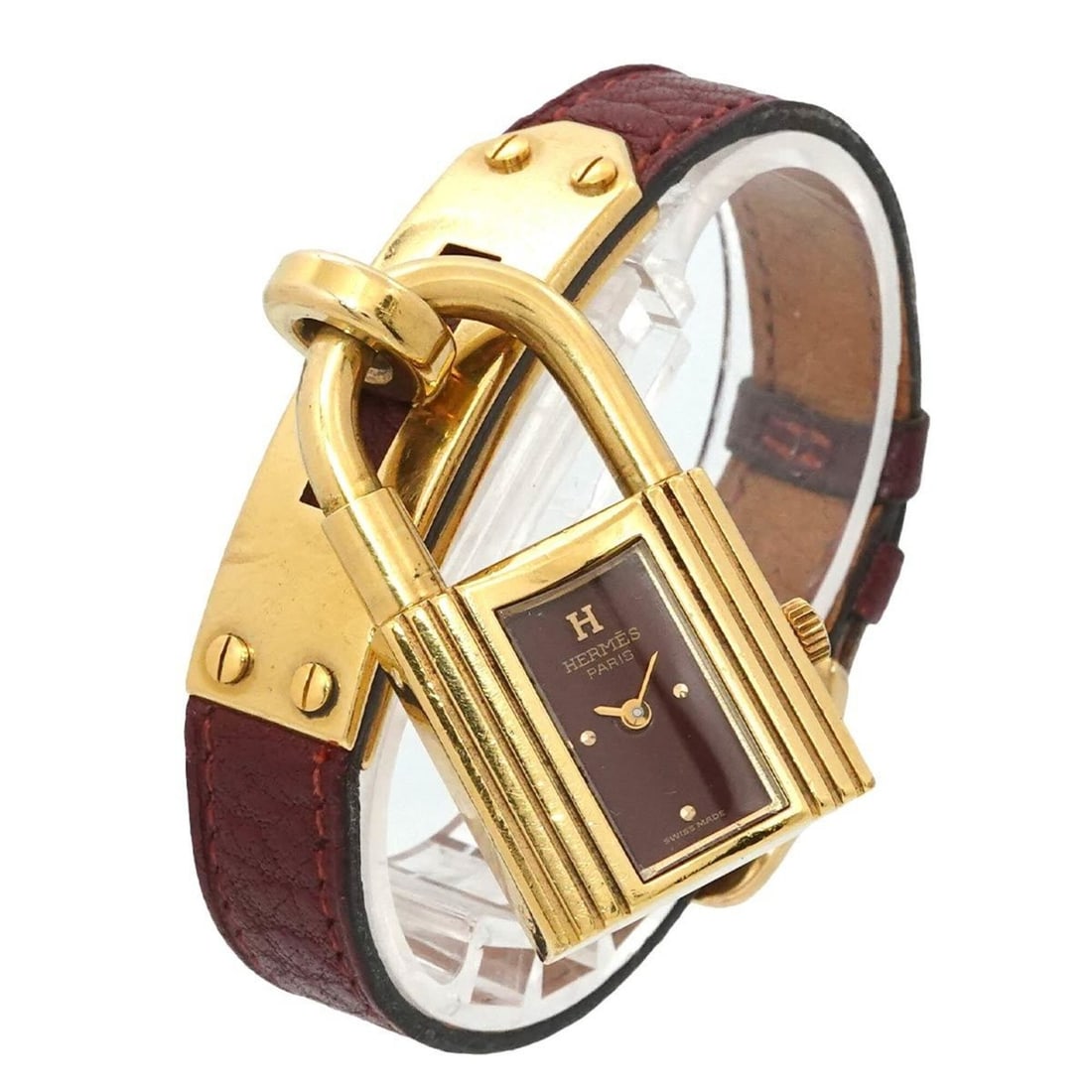 Hermes Kelly Watch, Women's Bordeaux, Quartz with Padlock: --- Catalog ---Category: SizeWrist Size: 13cm - 16cm / 5.11'' - 6.29''Case Diameter: 20mm / 0.79''Category: DesignType: WristwatchGender: WomenColor (Dial): BordeauxMaterial (Band): LeatherMaterial