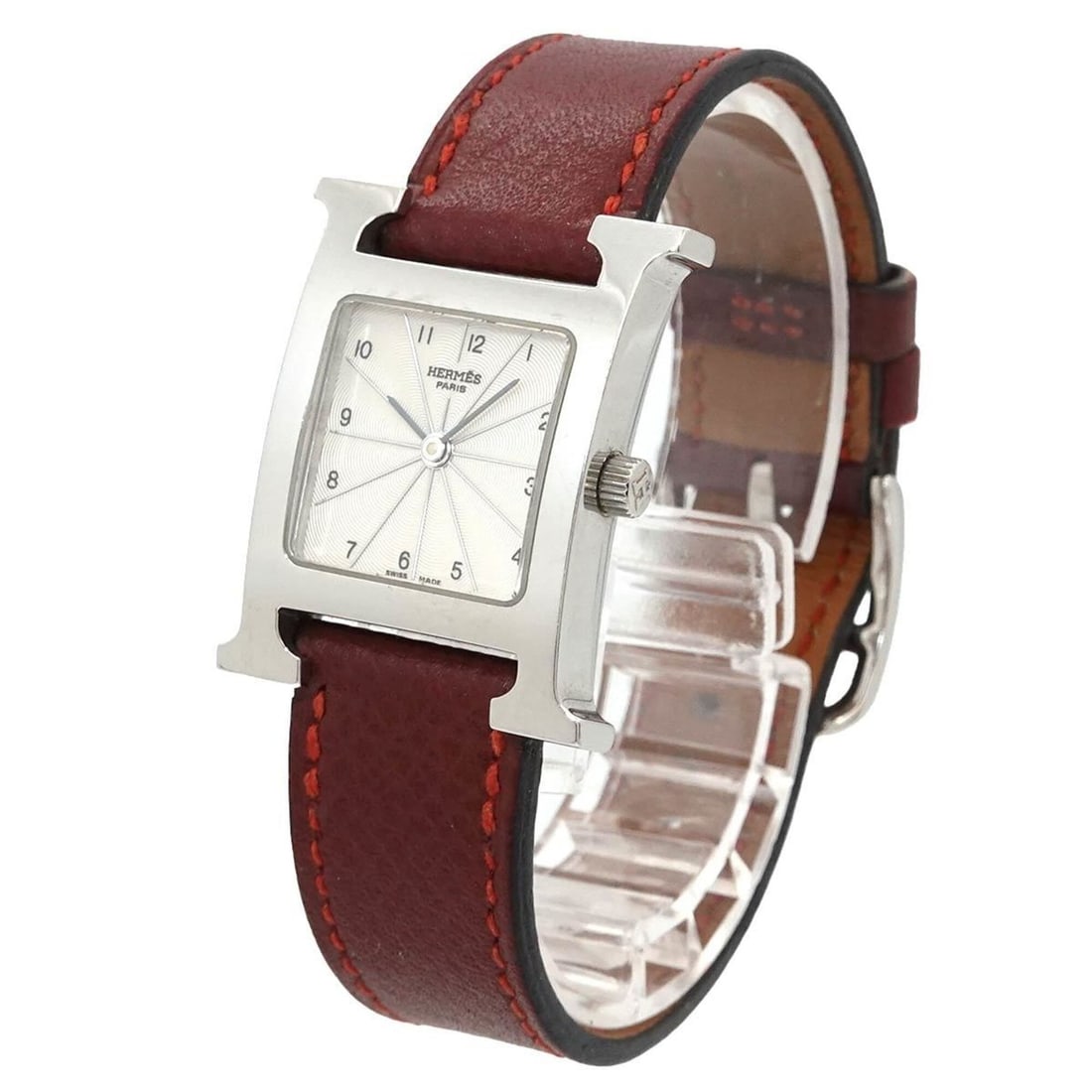 Hermes H-Watch HH1 210 Women's Watch Silver Quartz H: --- Catalog ---Category: SizeWrist Size: 12.5cm - 16cm / 4.92'' - 6.29''Case Diameter: 21mm / 0.83''Category: DesignType: WristwatchGender: WomenColor (Dial): SilverMaterial (Band): Leather, Stainless