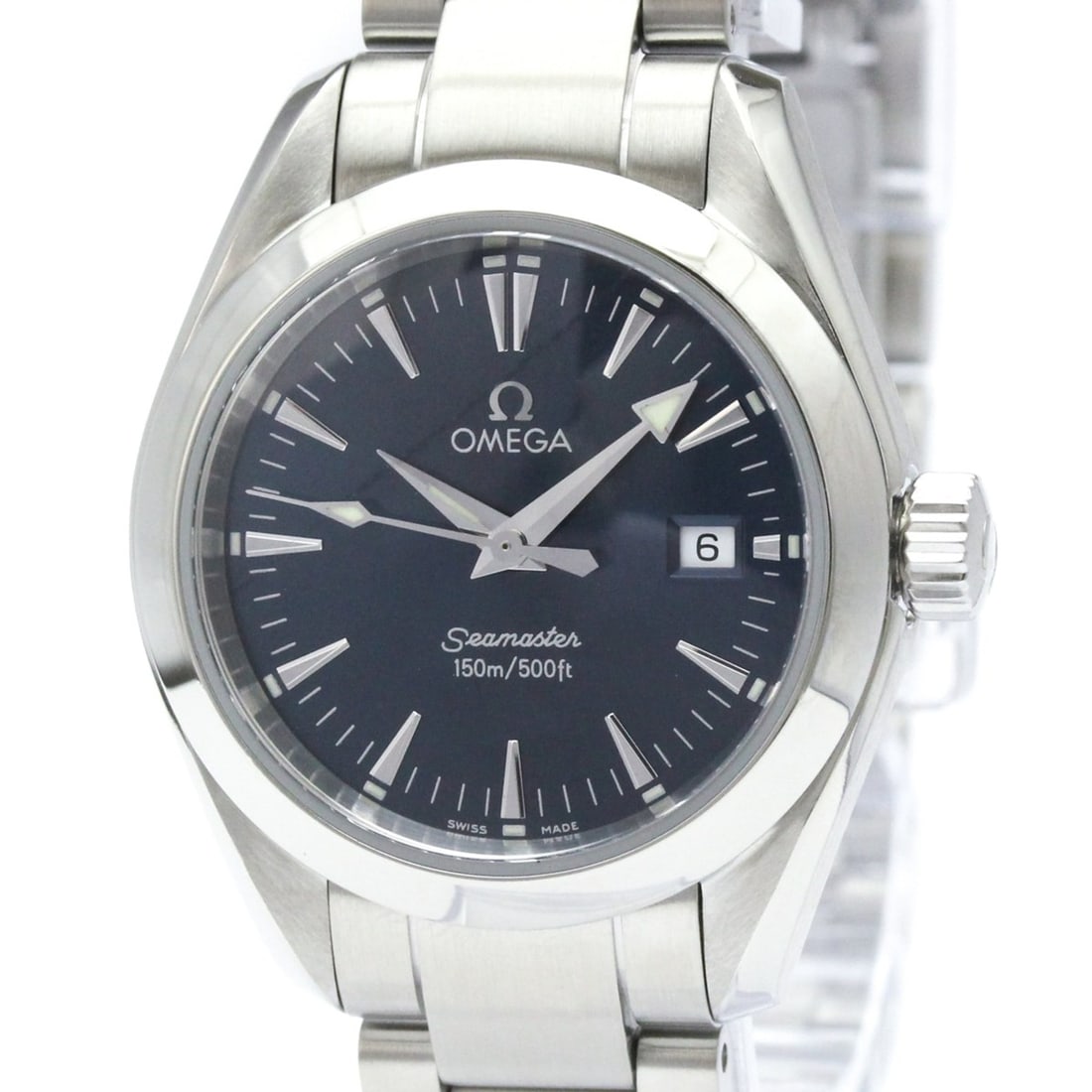 OMEGA Seamaster Aqua Terra Steel Quartz Ladies Watch 2577.80 Polished: --- Catalog ---Category: SizeCase Diameter: 29mm / 1.14''Category: DesignType: WristwatchStyle: SportGender: WomenColor (Dial): BlueMaterial (Band): Stainless steelMaterial (Case): Stainless steelCate