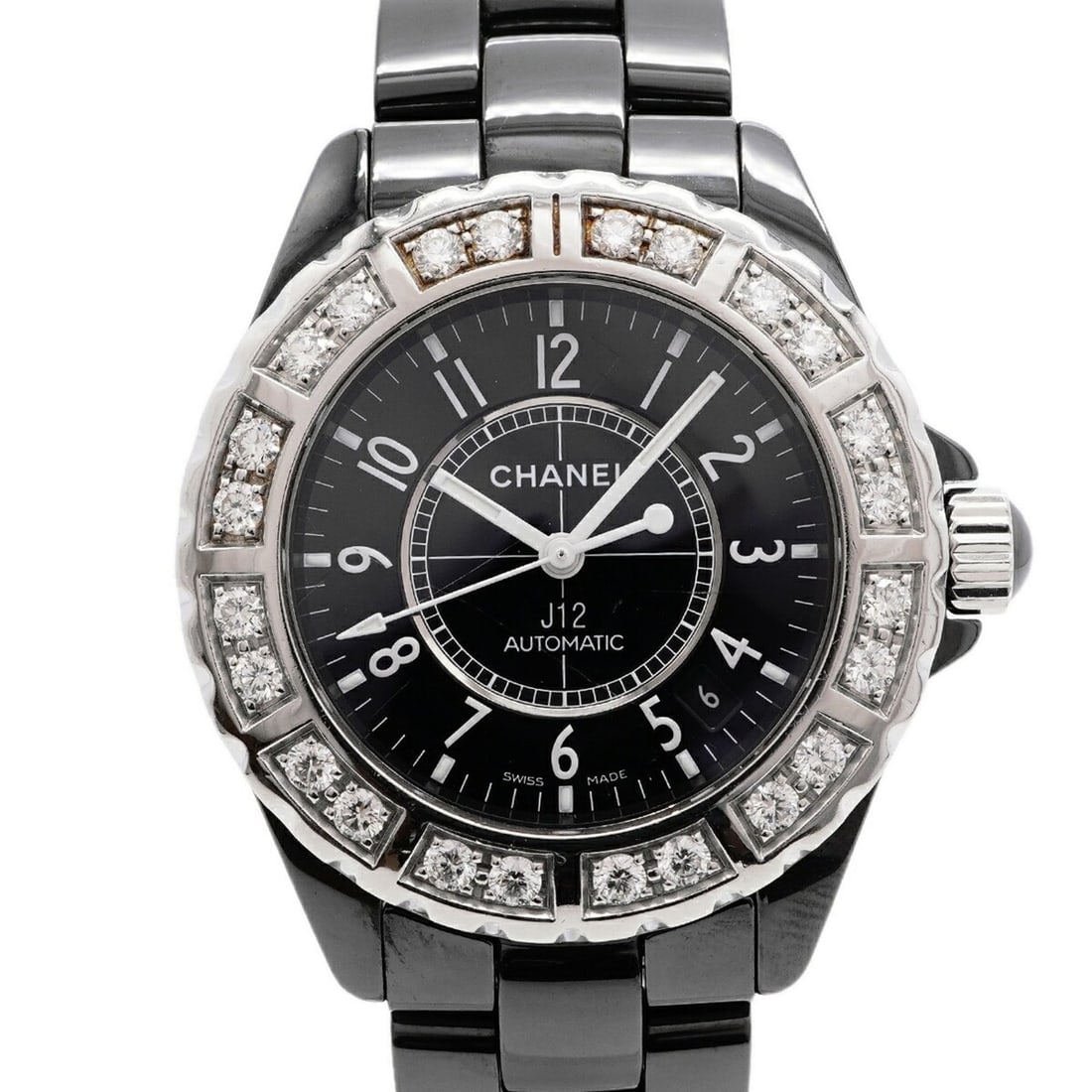 Chanel J12 Diamond Bezel H1174 Black Dial Men's Watch