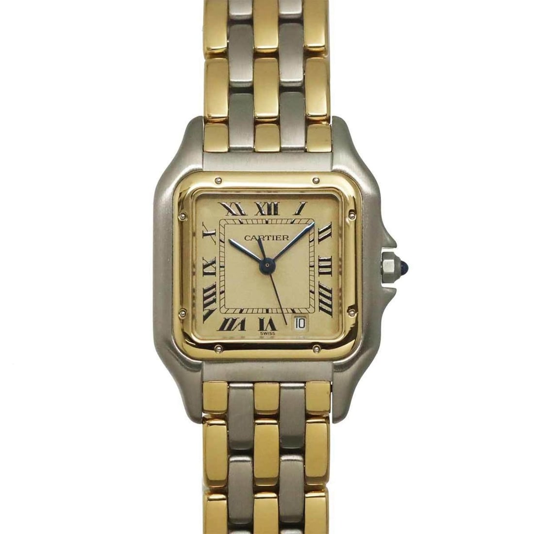 Cartier Panthère MM 3-Row Date Two-Tone Watch 83083244 Boys' Ivory YG Yellow Gold Quartz (1 of 10)