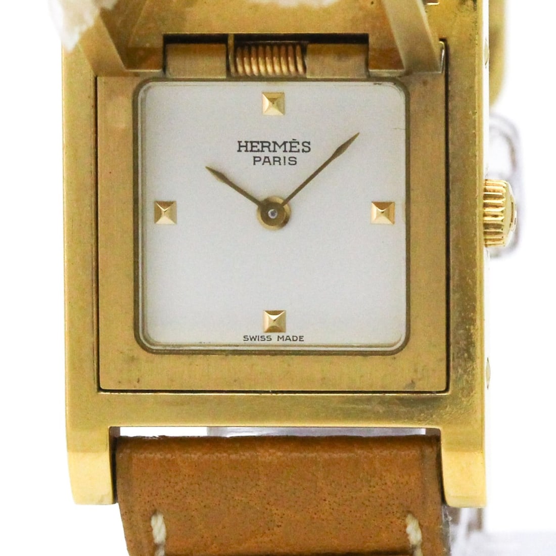 HERMES Medor Gold Plated Leather Quartz Ladies Watch ME1.201