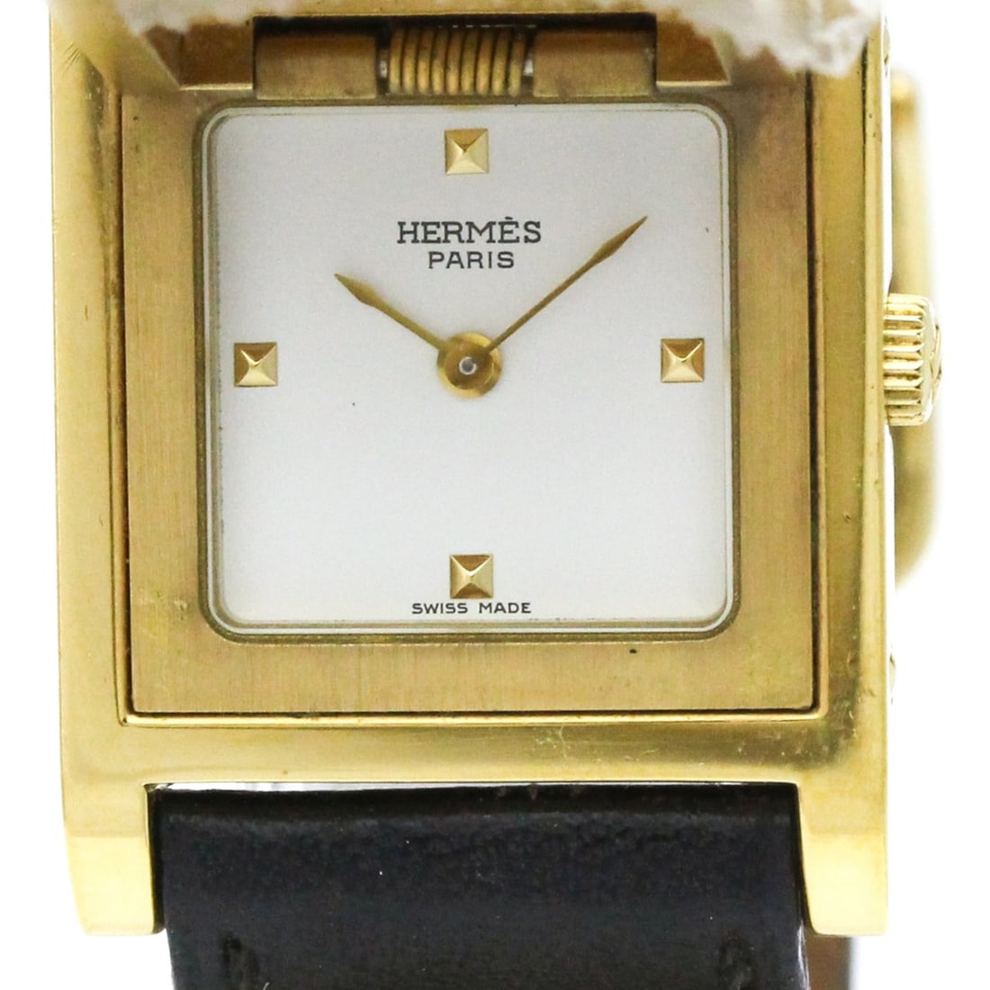 HERMES Medor Gold Plated Leather Quartz Ladies Watch: --- Catalog ---Category: SizeCase Diameter: 23mm / 0.91''Category: DesignType: WristwatchStyle: Dress/FormalGender: WomenColor (Dial): WhiteMaterial (Band): LeatherMaterial (Case): Gold platedCategory