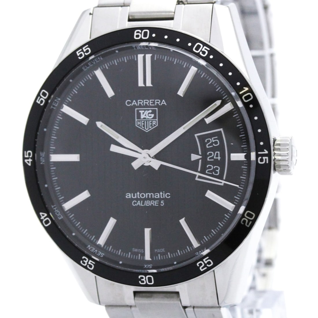 TAG HEUER Carrera Calibre 5 Steel Automatic Mens Watch WV211M Polished: --- Catalog ---Category: SizeCase Diameter: 39mm / 1.54''Category: DesignType: WristwatchStyle: SportGender: MenColor (Dial): BlackMaterial (Band): Stainless steelMaterial (Case): Stainless steelCateg