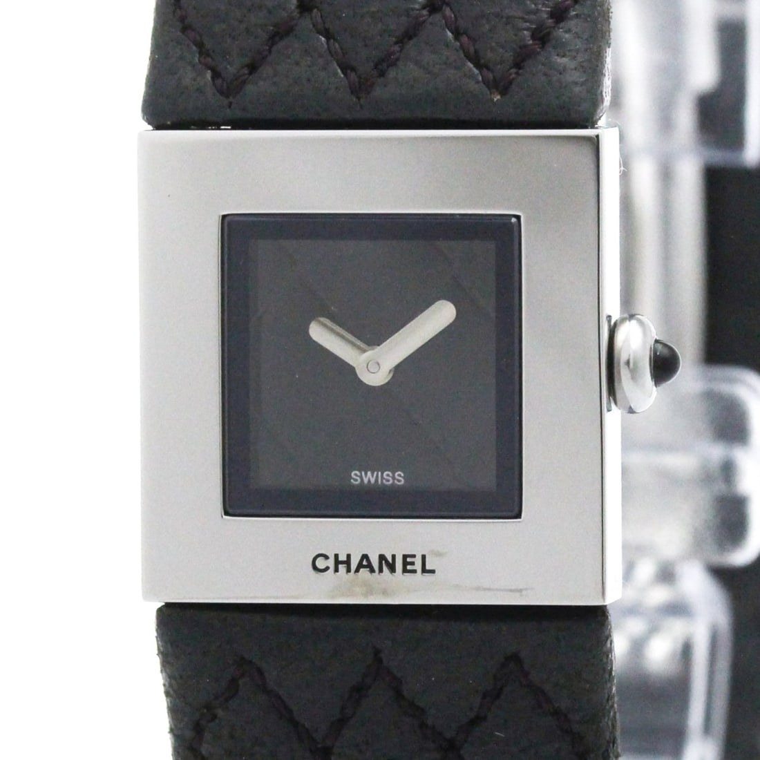 CHANEL Matelasse Steel Leather Quartz Ladies Watch H0116 Polished