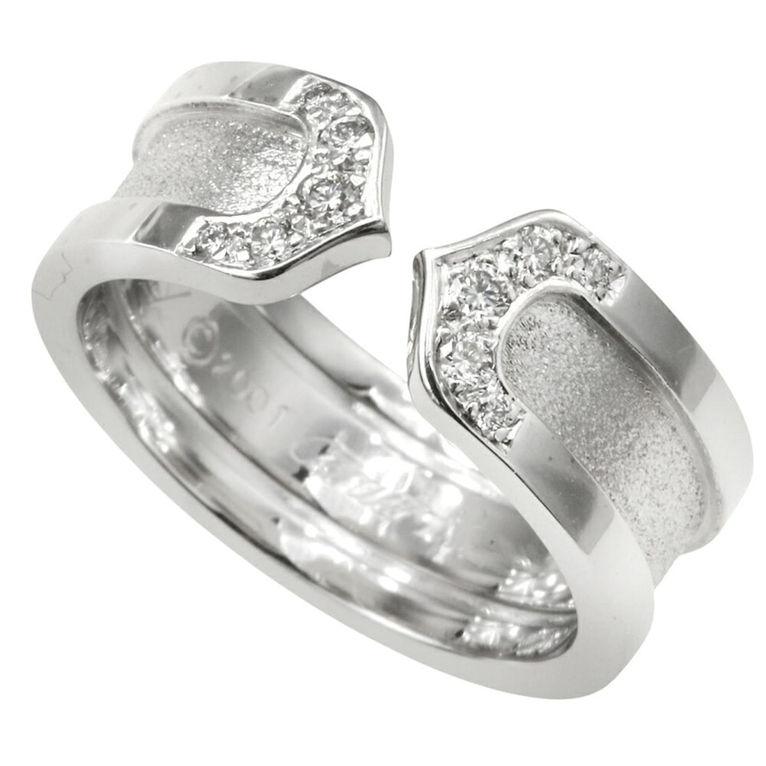 Cartier C2 Ring, 6.9g, 18K White Gold, with small diamonds, size #48 (approx. US 8.5): --- Catalog ---Category: SizeUS Size: 4.5Brand Size: 48Category: DesignType: Band ringColor: White goldGender: WomenMaterial: White gold (18K)Category: GeneralBrand: Cartier--- Item List ---Section: C
