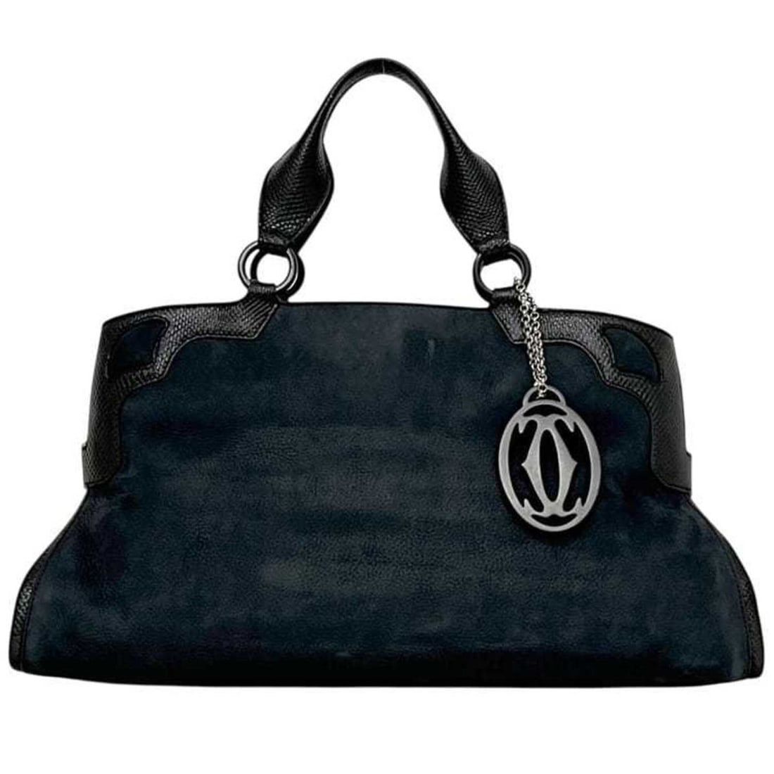 Cartier Marcello de handbag L1000928 CARTIER leather suede black women's: --- Catalog ---Category: SizeSize (HxWxD): 20cm x 42cm x 17cm / 7.87'' x 16.53'' x 6.69''Category: DesignType: HandbagColor: BlackGender: WomenMaterial: Leather , Suede Category: GeneralMPN: L1000928B