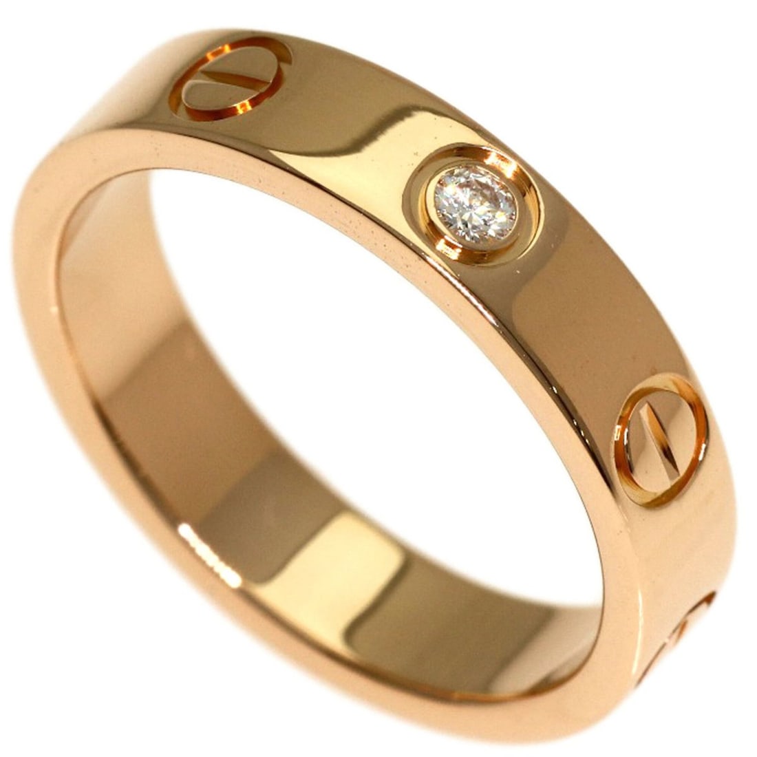 Cartier Mini Love Ring, 1P Diamond, Size 47, 18K Pink Gold, Women's Ring.: --- Catalog ---Category: SizeJP Size: 7US Size: 4Category: DesignType: Band ringStone: DiamondGender: WomenMaterial: Pink gold (18K)Category: GeneralBrand: Cartier--- Item List ---Section: ConditionRa
