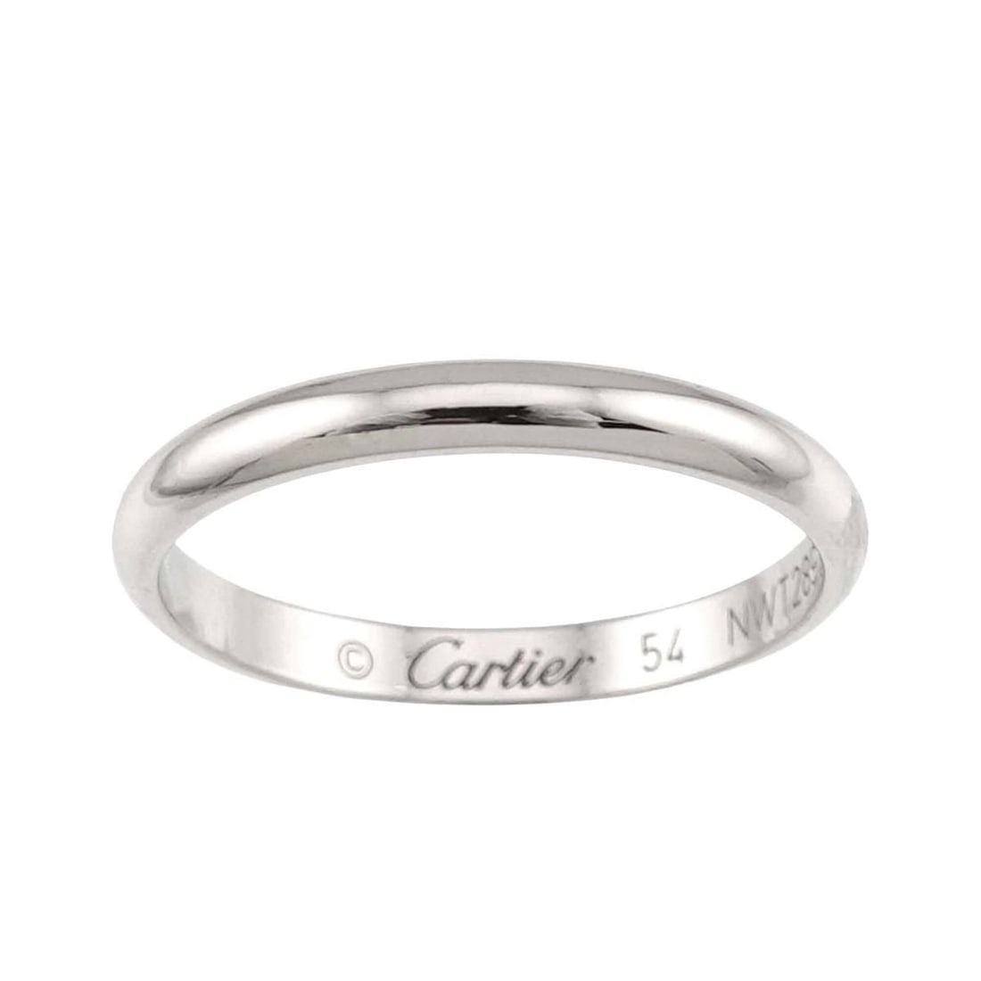 Cartier 1895 Classic #54 Ring, Platinum, 2.5mm width.: --- Catalog ---Category: SizeUS Size: 7Brand Size: 54Category: DesignType: Band ringGender: WomenMaterial: Platinum 950Category: GeneralBrand: Cartier--- Item List ---Section: ConditionRanking: Rank S