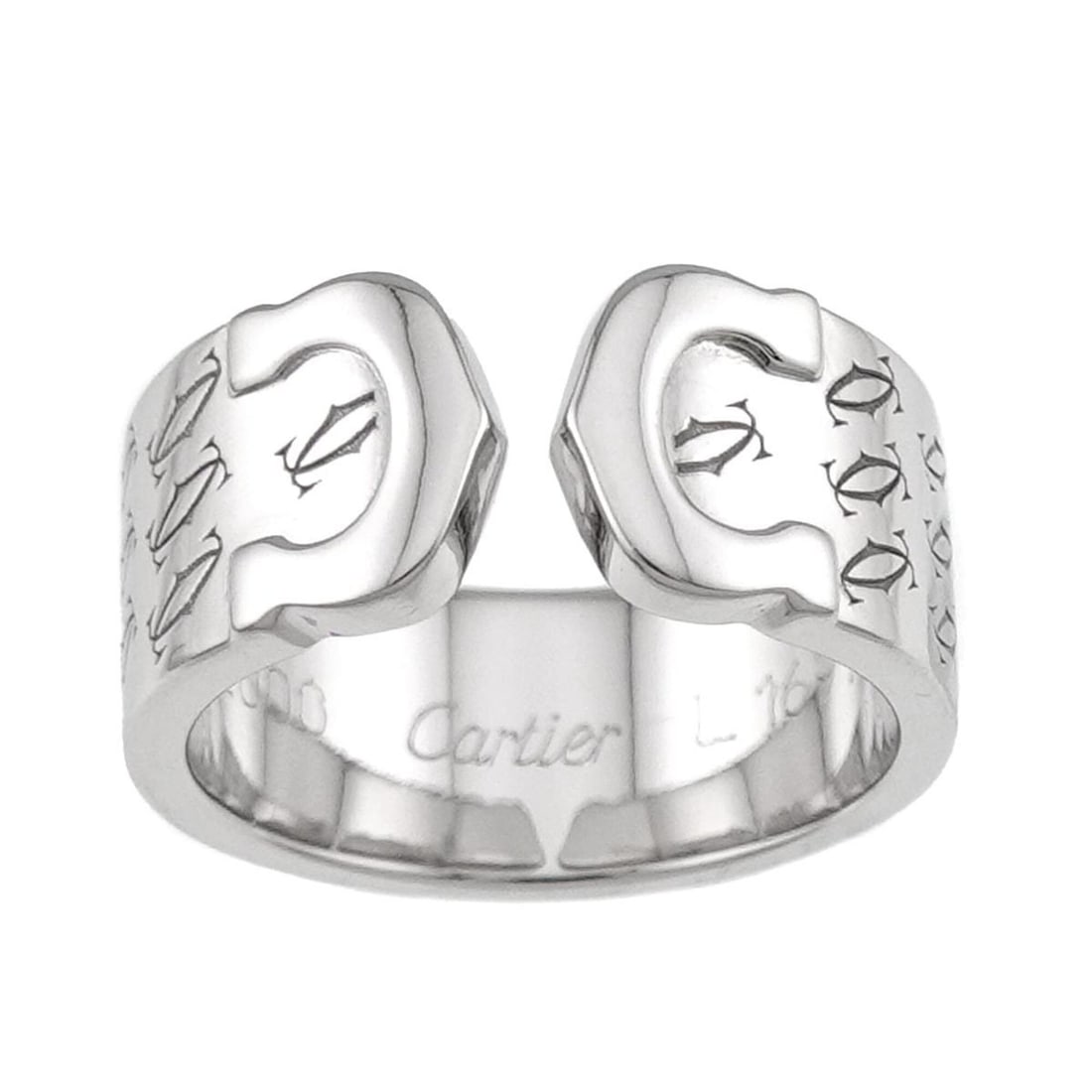 Cartier C2 #49 Ring, 18K WG (White Gold 750), 2C (2000 Limited Edition): --- Catalog ---Category: SizeUS Size: 5Brand Size: 49Category: DesignType: Band ringGender: WomenMaterial: White gold (18K)Category: GeneralBrand: Cartier--- Item List ---Section: ConditionRanking: