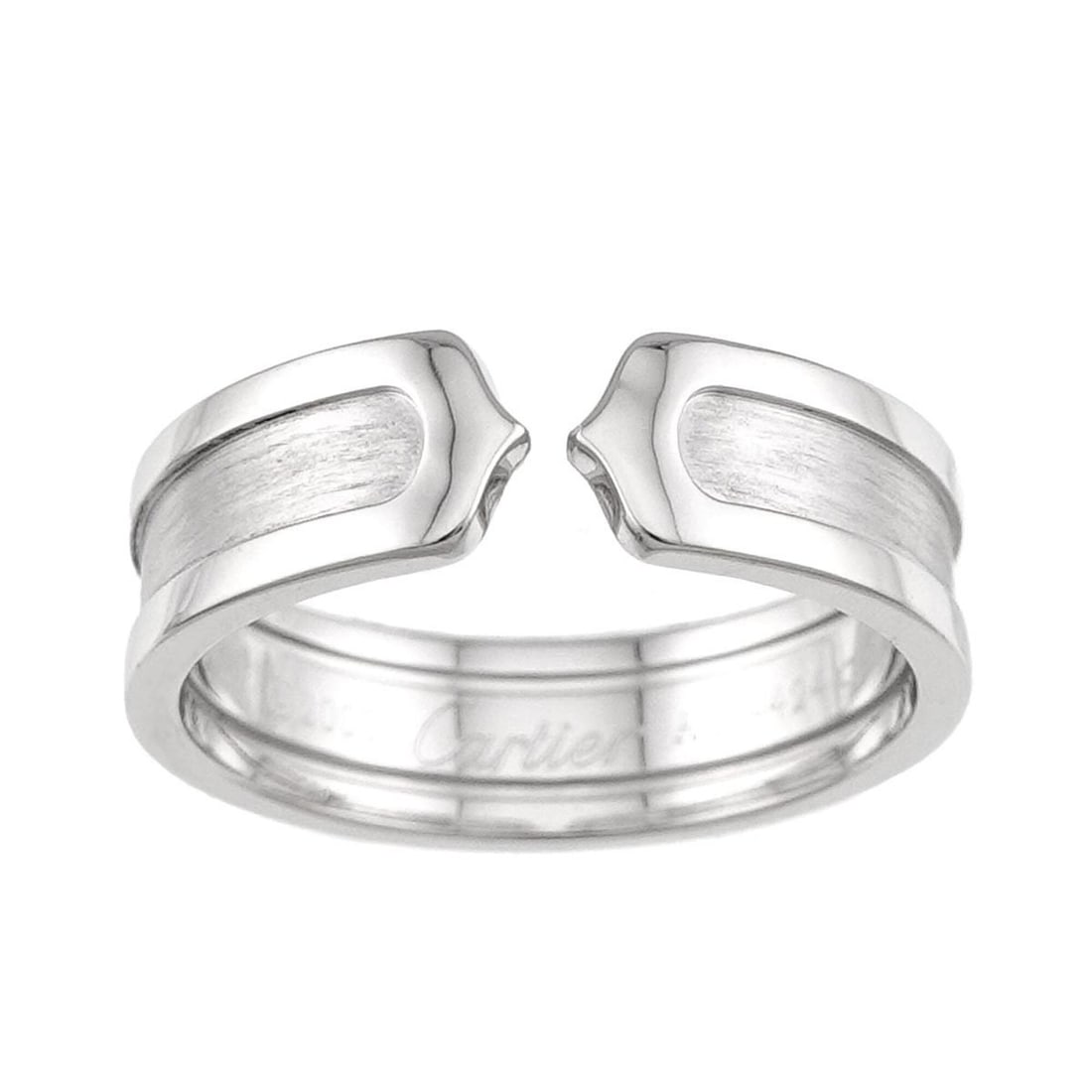 Cartier C2 Small SM #63 Ring, 18K WG White Gold 750, 2C Ring: --- Catalog ---Category: SizeUS Size: 11Brand Size: 63Category: DesignType: Band ringGender: Women,MenMaterial: White gold (18K)Category: GeneralBrand: Cartier--- Item List ---Section: