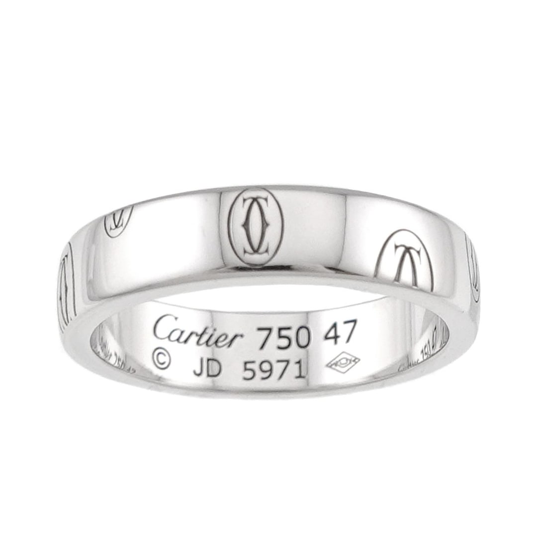 Cartier Happy Birthday Ring SM #47 18K WG White Gold 750 Logo: --- Catalog ---Category: SizeUS Size: 4Brand Size: 47Category: DesignType: Band ringGender: WomenMaterial: White gold (18K)Category: GeneralBrand: Cartier--- Item List ---Section: ConditionRanking: