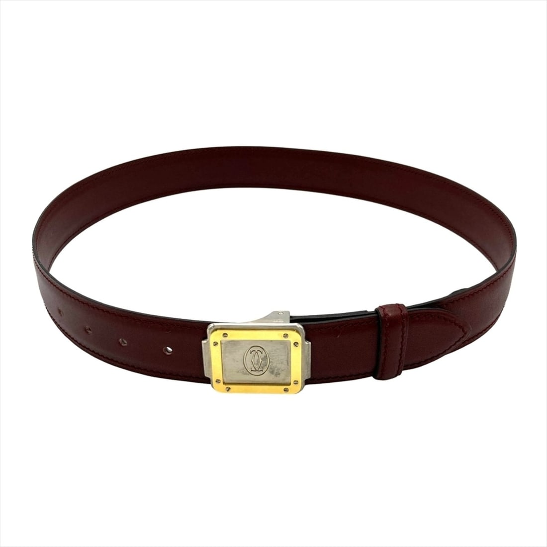 Cartier Must de Santos Belt, Genuine Leather, Bordeaux, Gold Hardware, Women's: --- Catalog ---Category: SizeWidth: 3cm / 1.18''Length: 64cm - 71cm / 25.19'' - 27.95''Buckle Size: 3.4cm x 4.3cm / 1.33'' x 1.69''Category: DesignType: Standard beltColor: BordeauxGender: WomenMateri