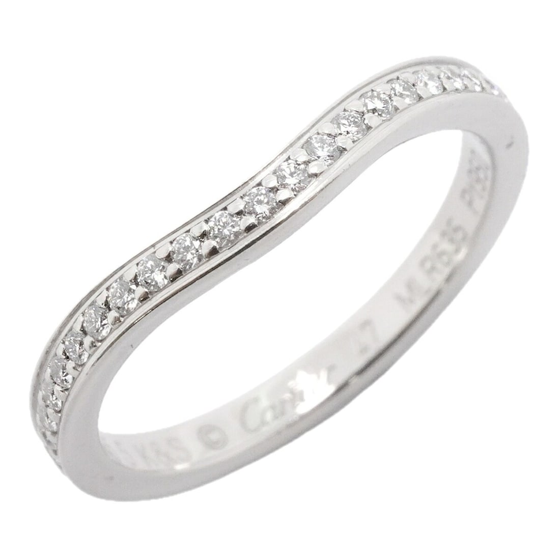 Cartier Ballerina Ring, Pt950 Platinum, Diamond, Size 47, Ladies', P3418091: --- Catalog ---Category: SizeUS Size: 4Brand Size: 47Category: DesignType: Band ringStone: DiamondGender: WomenMaterial: Platinum 950Category: GeneralBrand: Cartier--- Item List ---Section: ConditionR