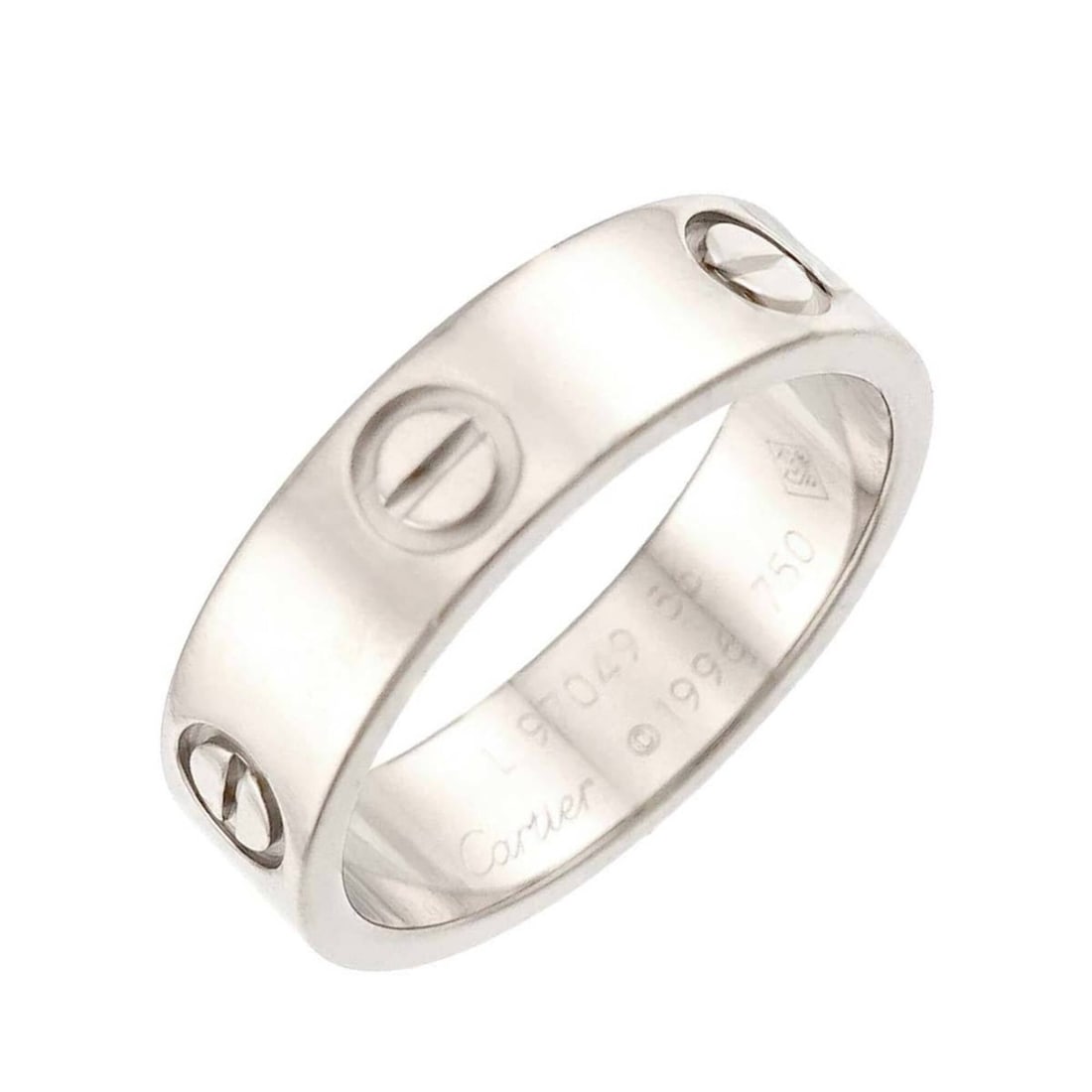 Cartier Love Ring #56, 18K WG (White Gold 750): --- Catalog ---Category: SizeUS Size: 8Brand Size: 56Category: DesignType: Band ringGender: WomenMaterial: White gold (18K)Category: GeneralBrand: Cartier--- Item List ---Section: ConditionRanking: Ra