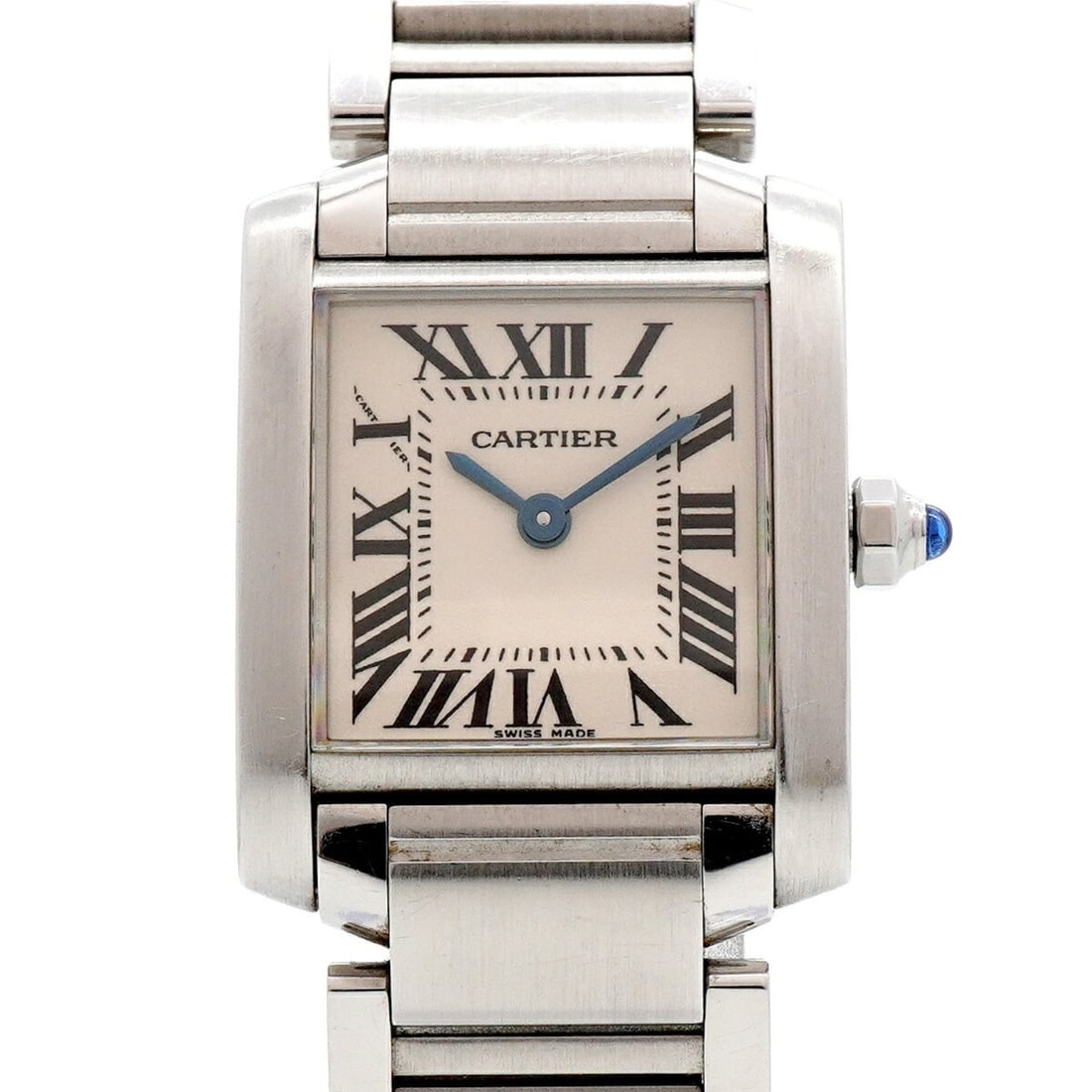 Cartier Tank Française SM W51008Q3 Ivory Dial Women's Watch: --- Catalog ---Category: SizeWrist Size: 13.5cm / 5.31''Case Diameter: 20.3mm / 0.8''Category: DesignType: WristwatchGender: WomenColor (Dial): IvoryMaterial (Band): Stainless steelCategory: GeneralMP