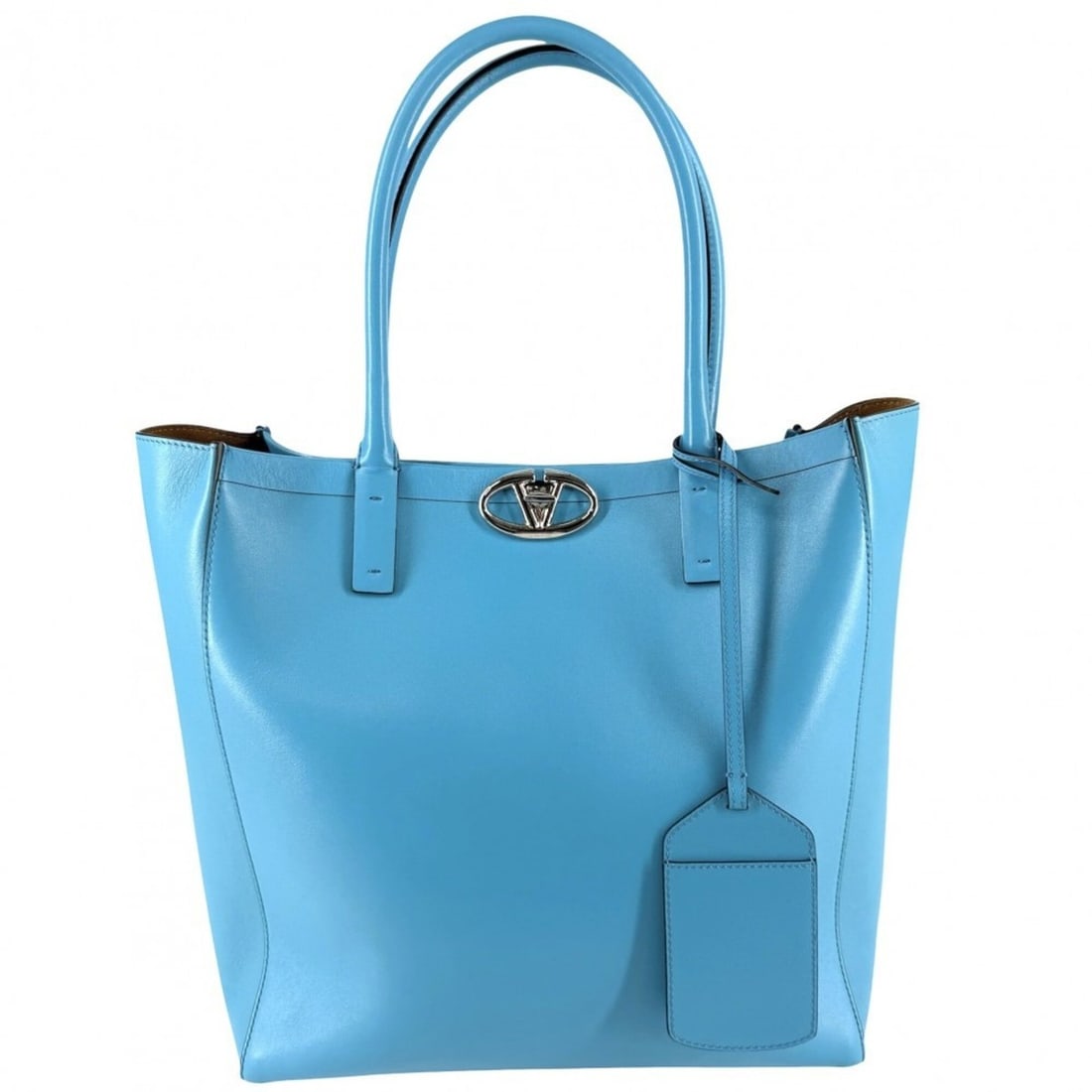 Valentino Garavani Tote Bag for Women, V-Logo Rocker, Shoulder Bag, Leather, Blue, Silver Hardware: --- Catalog ---Category: SizeSize (HxWxD): 31cm x 31cm x 13cm / 12.2'' x 12.2'' x 5.11''Strap Length: 45cm / 17.71''Category: DesignType: Tote bagColor: BlueGender: WomenMaterial: Leather Category: Ge