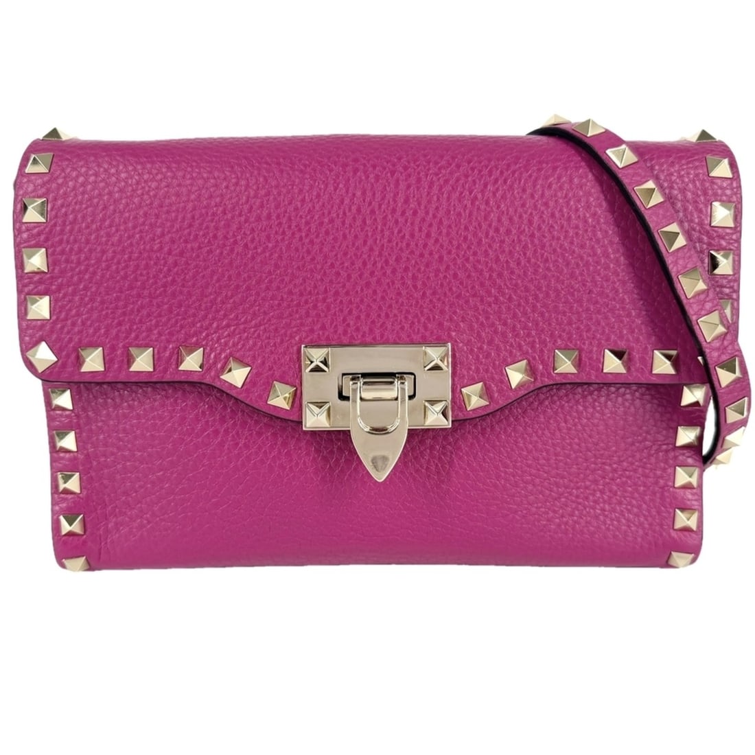 Valentino Garavani Women's Shoulder Bag with Rockstud Design, Crossbody, Leather, Pink, Gold: --- Catalog ---Category: SizeSize (HxWxD): 16cm x 23cm x 6cm / 6.29'' x 9.05'' x 2.36''Strap Length: 125cm / 49.21''Category: DesignType: Shoulder bagColor: PinkGender: WomenMaterial: Leather Category