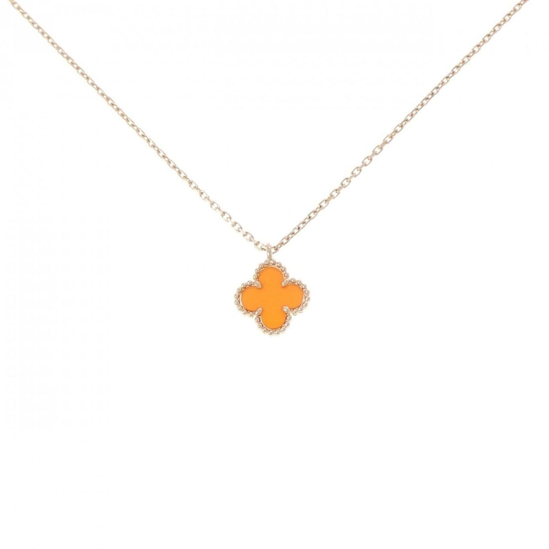 Van Cleef & Arpels Sweet Alhambra Necklace: --- Catalog ---Category: SizePendant Size: 9.3mm x 9.3mm / 0.36'' x 0.36''Neck Circumference: 38 cm - 40 cm / 14.96'' - 15.74''Category: DesignGender: WomenMaterial: Pink gold (18K)Pendant Type: Penda