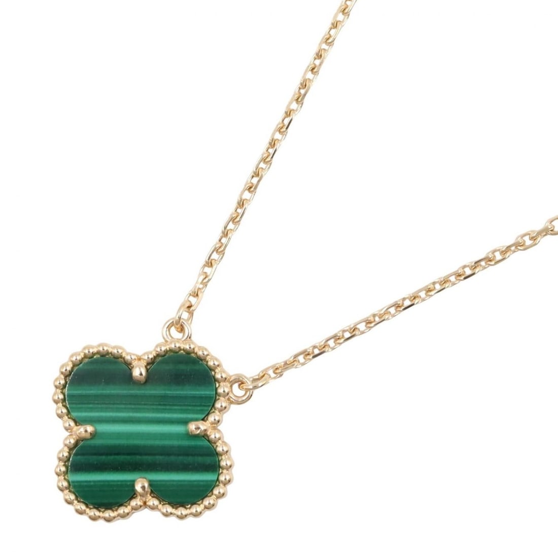 Van Cleef & Arpels Vintage Alhambra Malachite Necklace, 18K (Yellow Gold), Malachite, Women's,: --- Catalog ---Category: SizePendant Size: 15mm x 15mm / 0.59'' x 0.59''Neck Circumference: 37.5 cm - 42 cm / 14.76'' - 16.53''Category: DesignColor: Gold, GreenGender: WomenMaterial: Yellow gold (18K