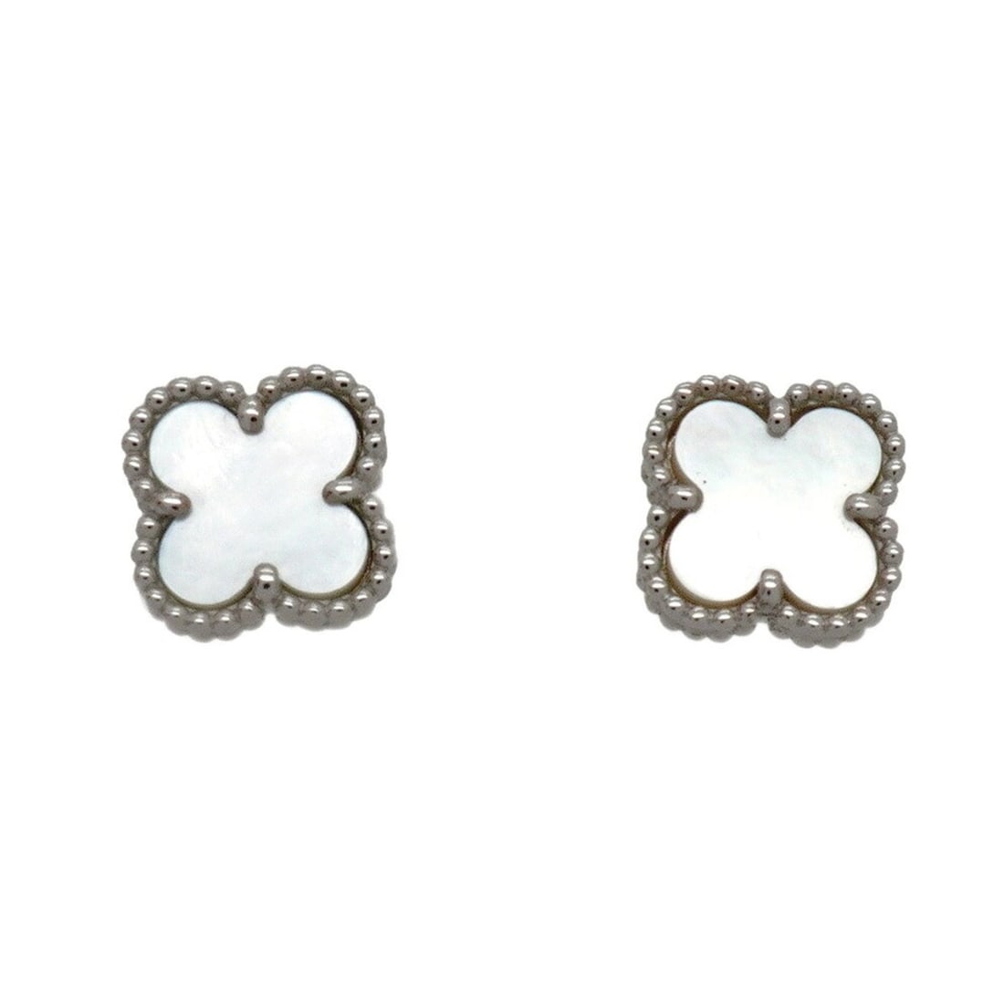 Van Cleef & Arpels Sweet Alhambra Earrings, 18K White Gold, Mother-of-Pearl, Ladies': --- Catalog ---Category: SizeSize (HxWxD): 9.20mm x 9.20mm / 0.36'' x 0.36''Category: DesignType: Stud earringsGender: WomenMaterial: Mother of pearl, White gold (18K)Category: GeneralBrand: Van Cleef