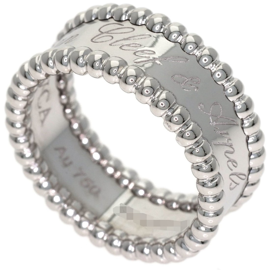 Van Cleef & Arpels Perlee Signature Medium Ring #50, 18K White Gold, Women's.: --- Catalog ---Category: SizeJP Size: 10US Size: 5.5Category: DesignType: Band ringGender: WomenMaterial: White gold (18K)Category: GeneralBrand: Van Cleef & Arpels--- Item List ---Section: ConditionR