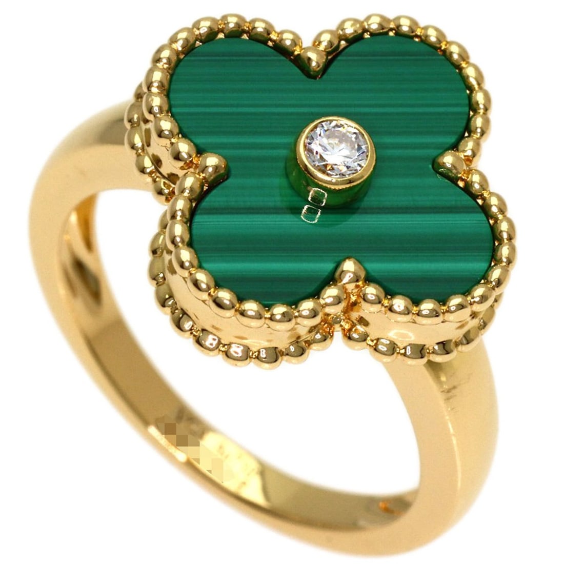 Van Cleef & Arpels Vintage Alhambra Malachite Diamond Ring #48, 18K Yellow Gold, Women's.: --- Catalog ---Category: SizeJP Size: 8US Size: 4.5Category: DesignType: Band ringGender: WomenMaterial: Yellow gold (18K)Category: GeneralBrand: Van Cleef & Arpels--- Item List ---Section: ConditionR