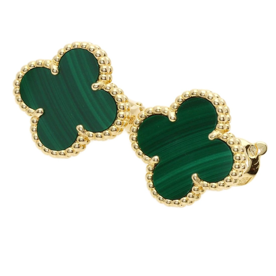Van Cleef & Arpels Vintage Alhambra Malachite Earrings, 18K Yellow Gold, Women's (1 of 9)